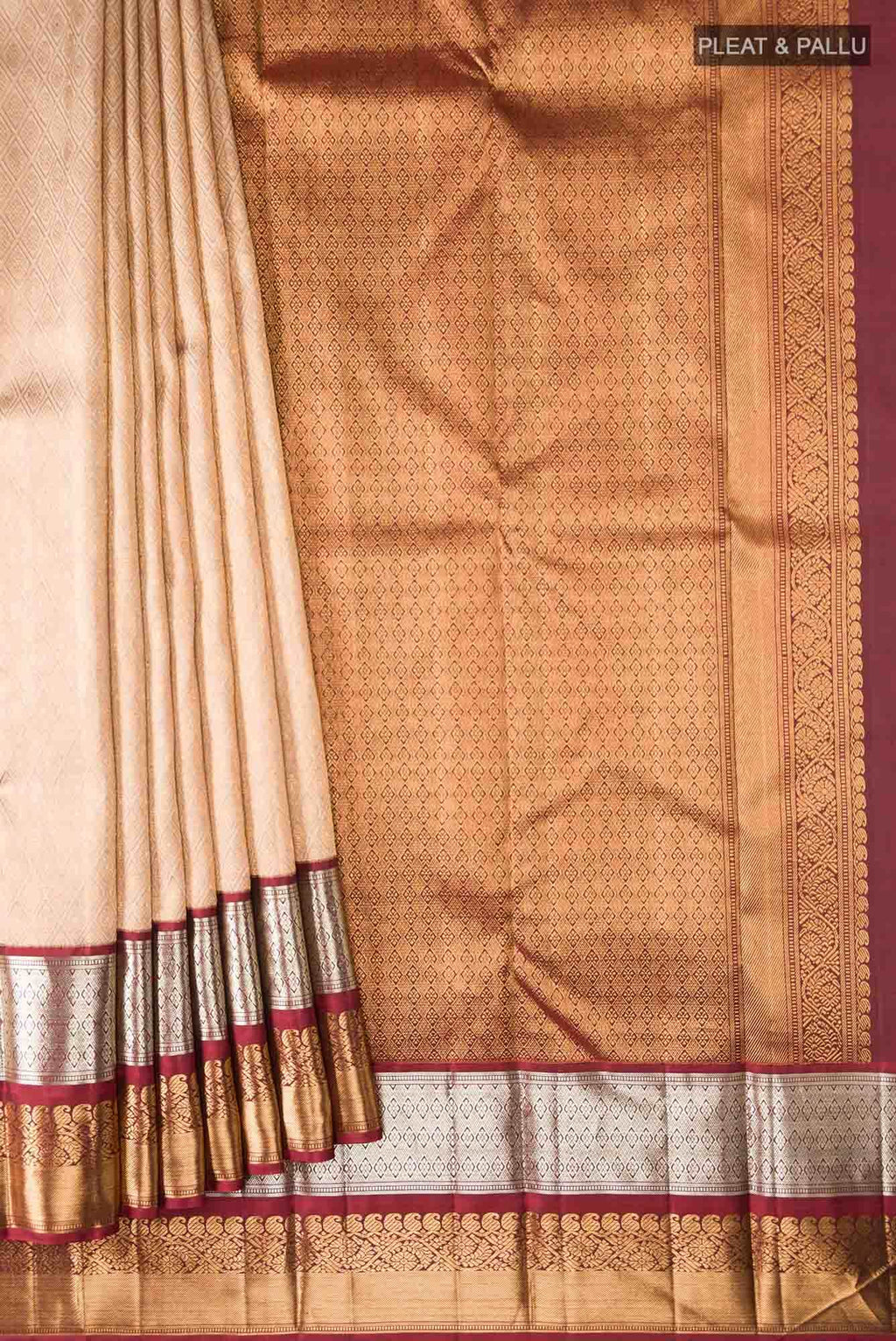 Beige Kanchipuram Silk Saree