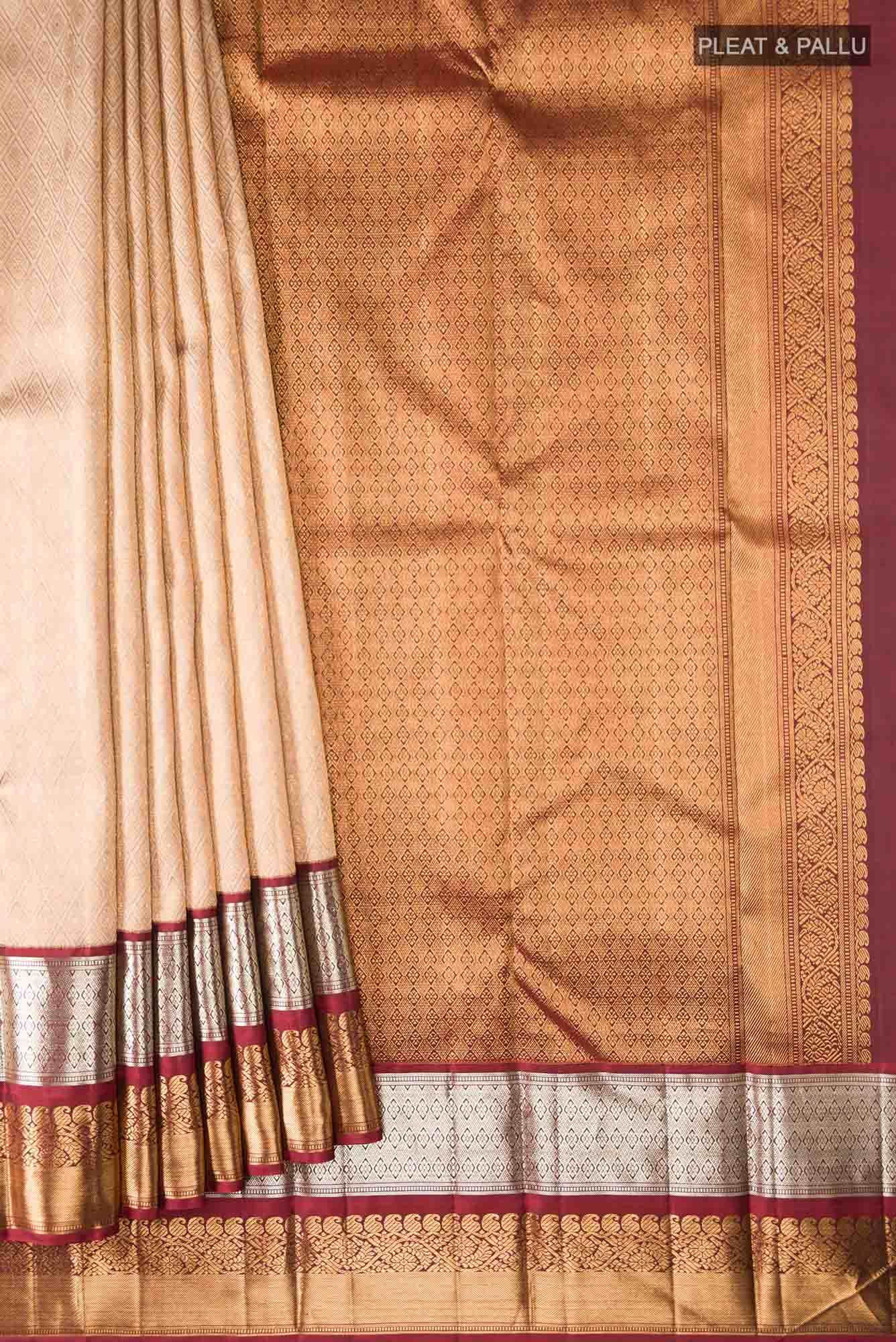 Beige Kanchipuram Silk Saree