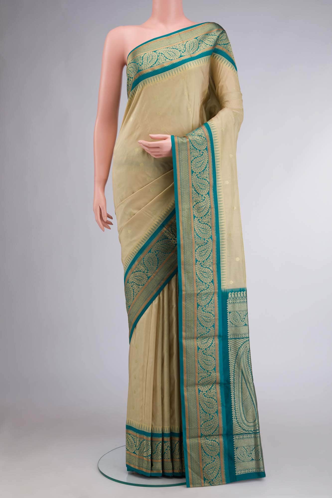 Beige Bangalore Silk Saree