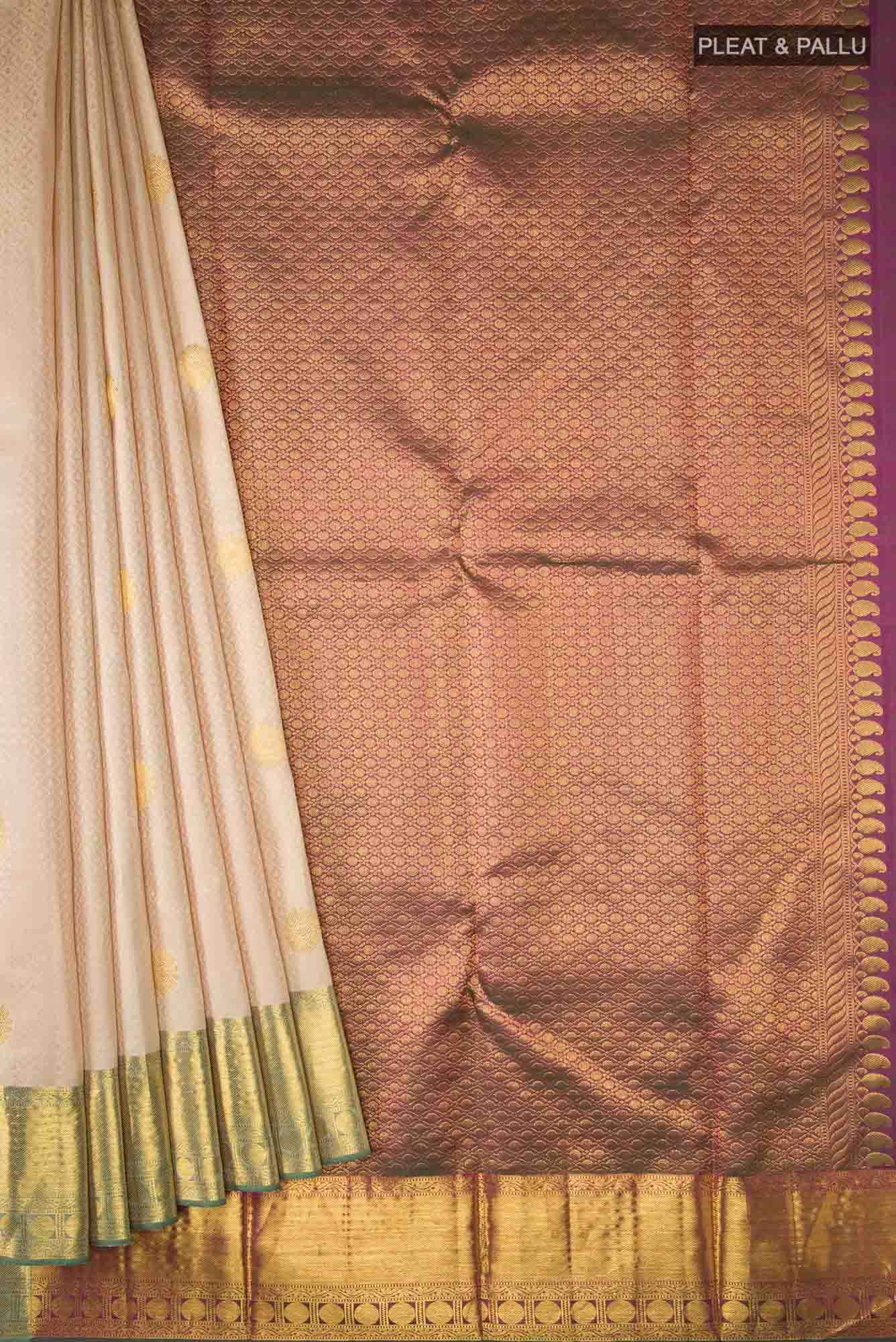 Beige Kanchipuram Silk Saree