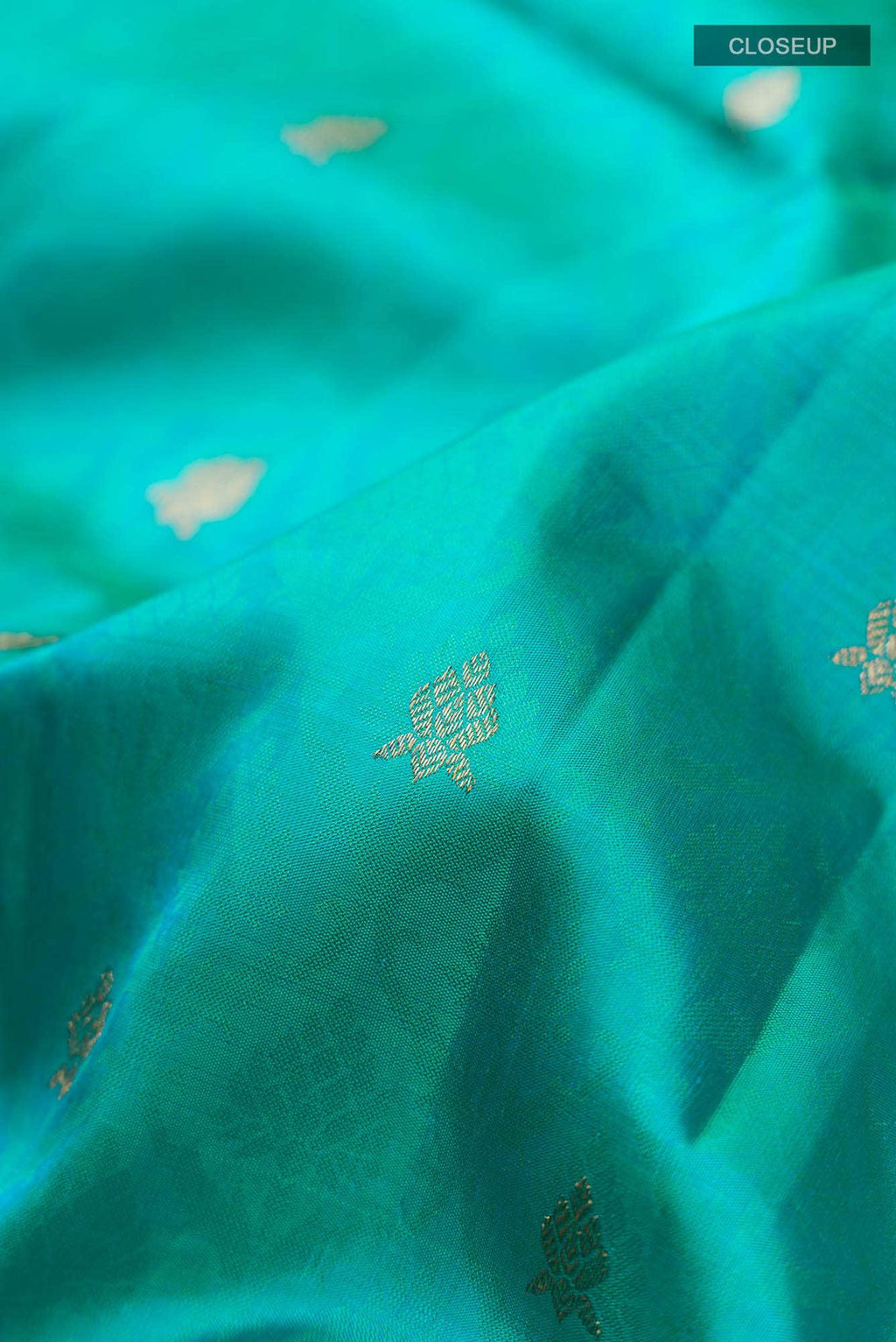 Pure Silk Pure Zari Green with Blue Dual Tone Kanchipuram Saree