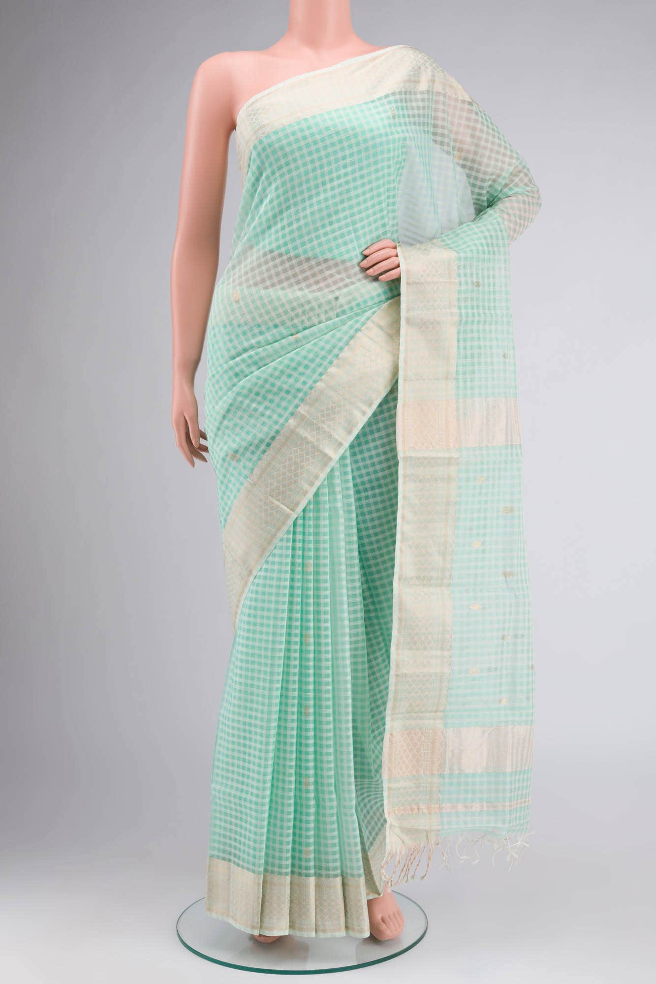 Green Maheshwari Silk Cotton Saree