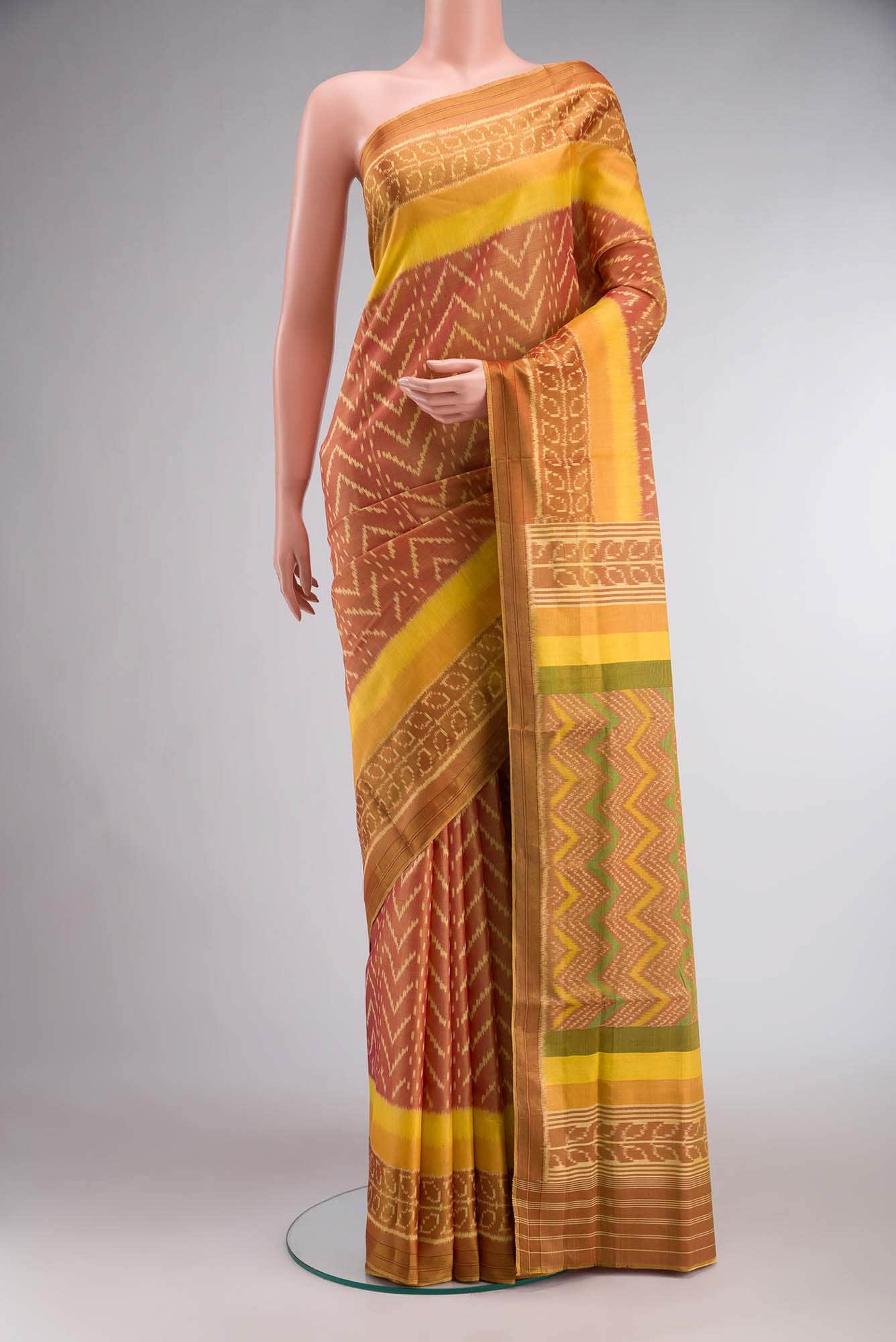 Mustard Rajkot Patola Silk Saree