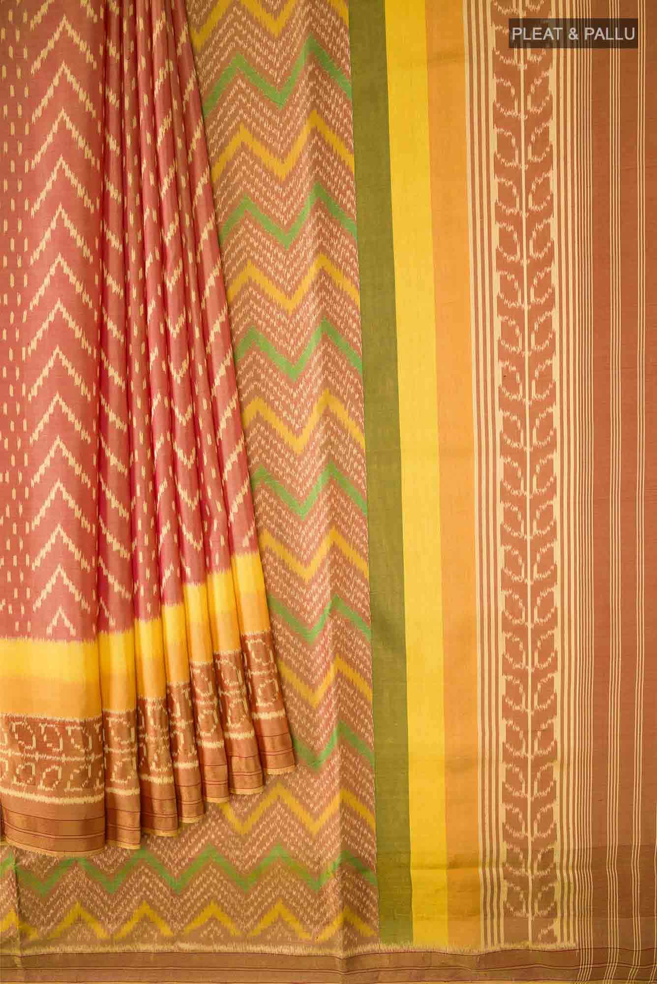 Mustard Rajkot Patola Silk Saree