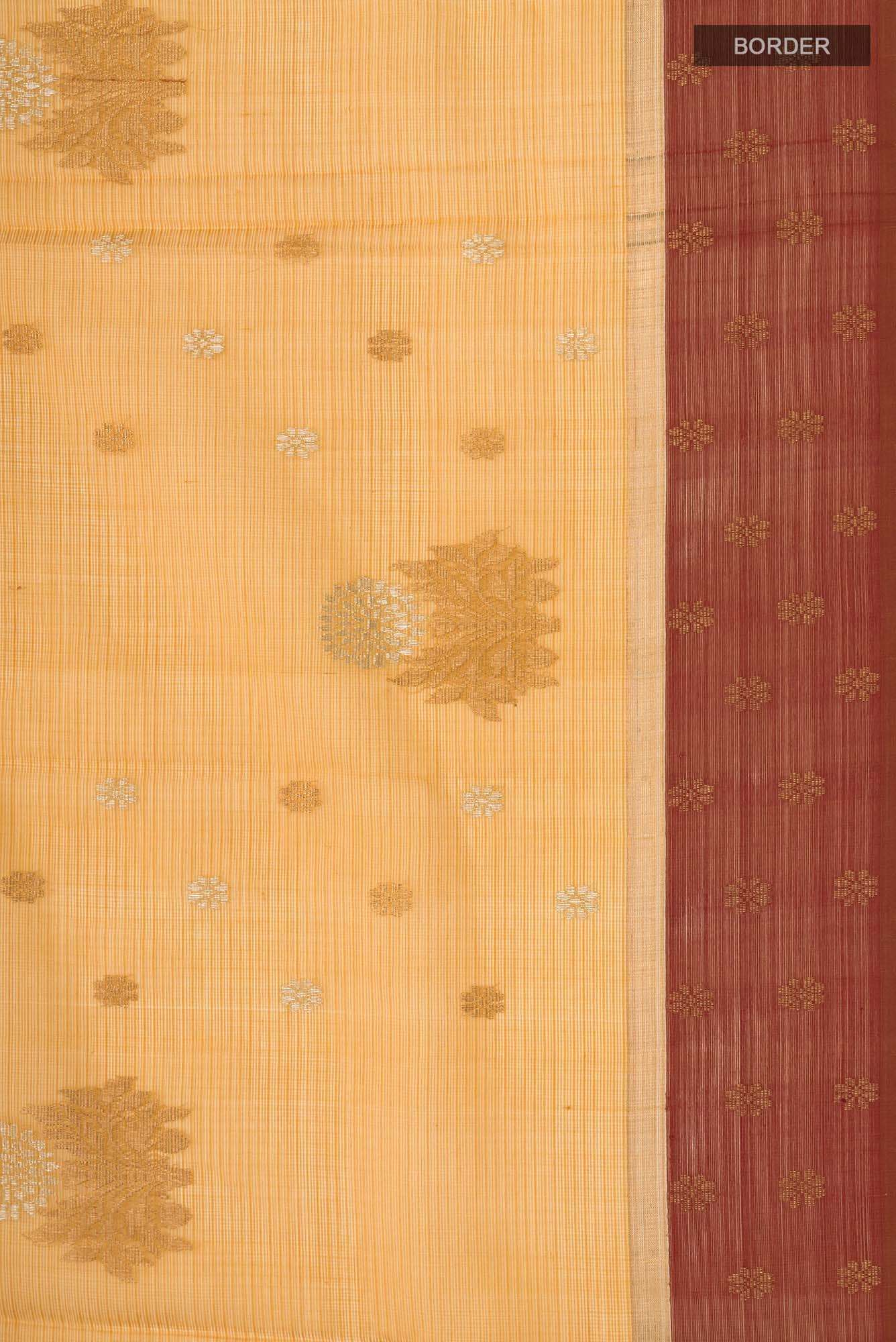 Mustard Kora Silk Saree