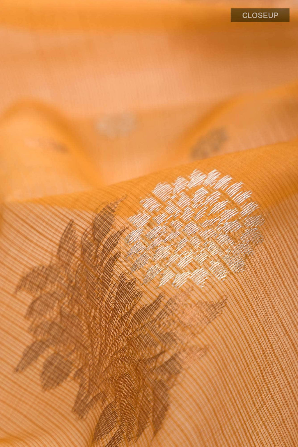Mustard Kora Silk Saree