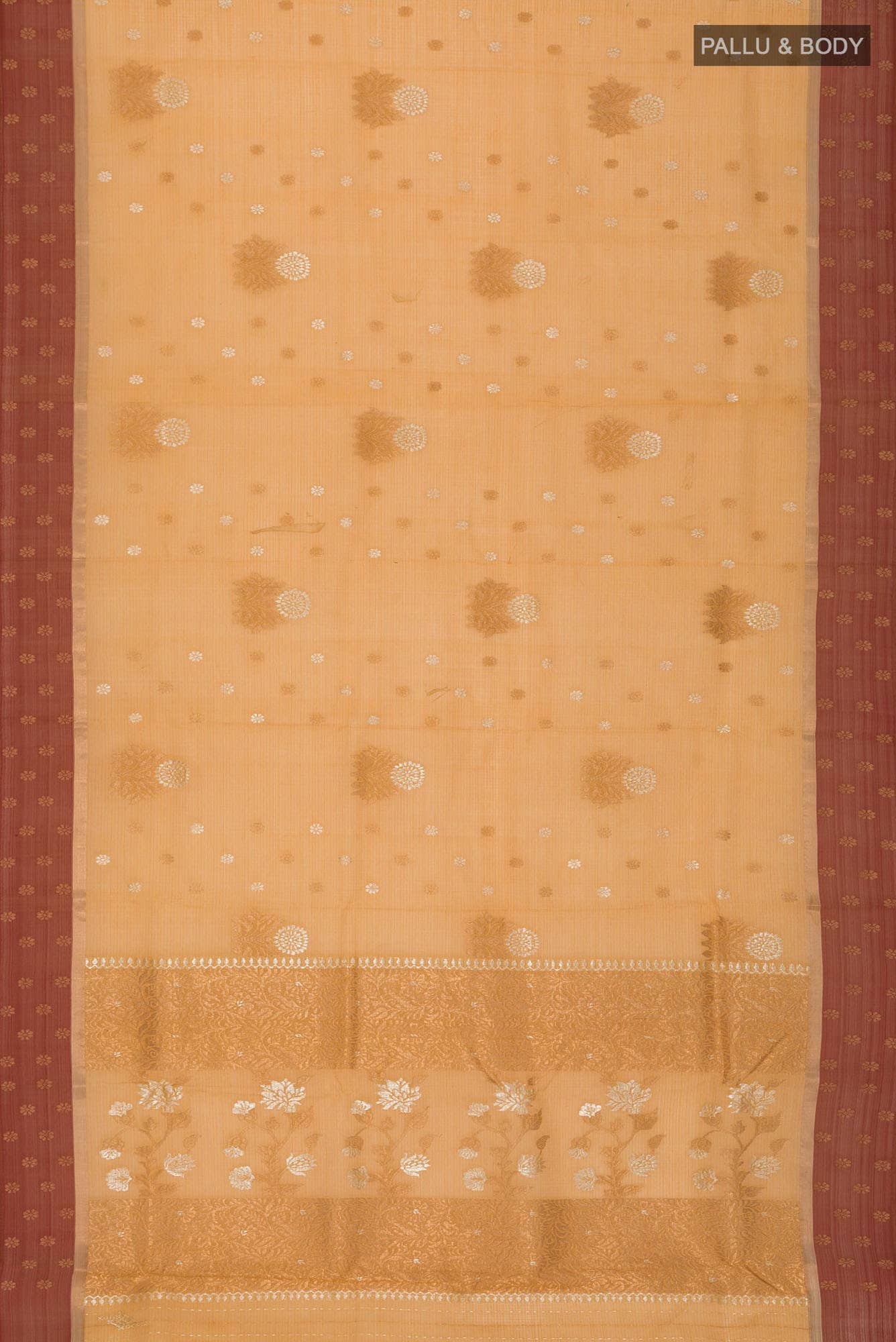 Mustard Kora Silk Saree