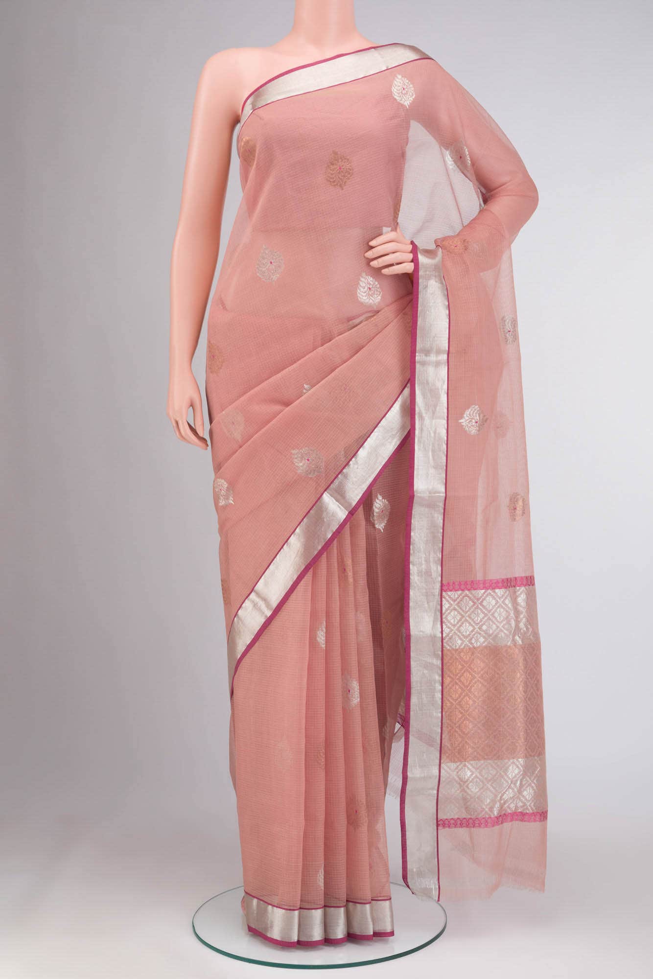 Coral Silk Cotton Saree