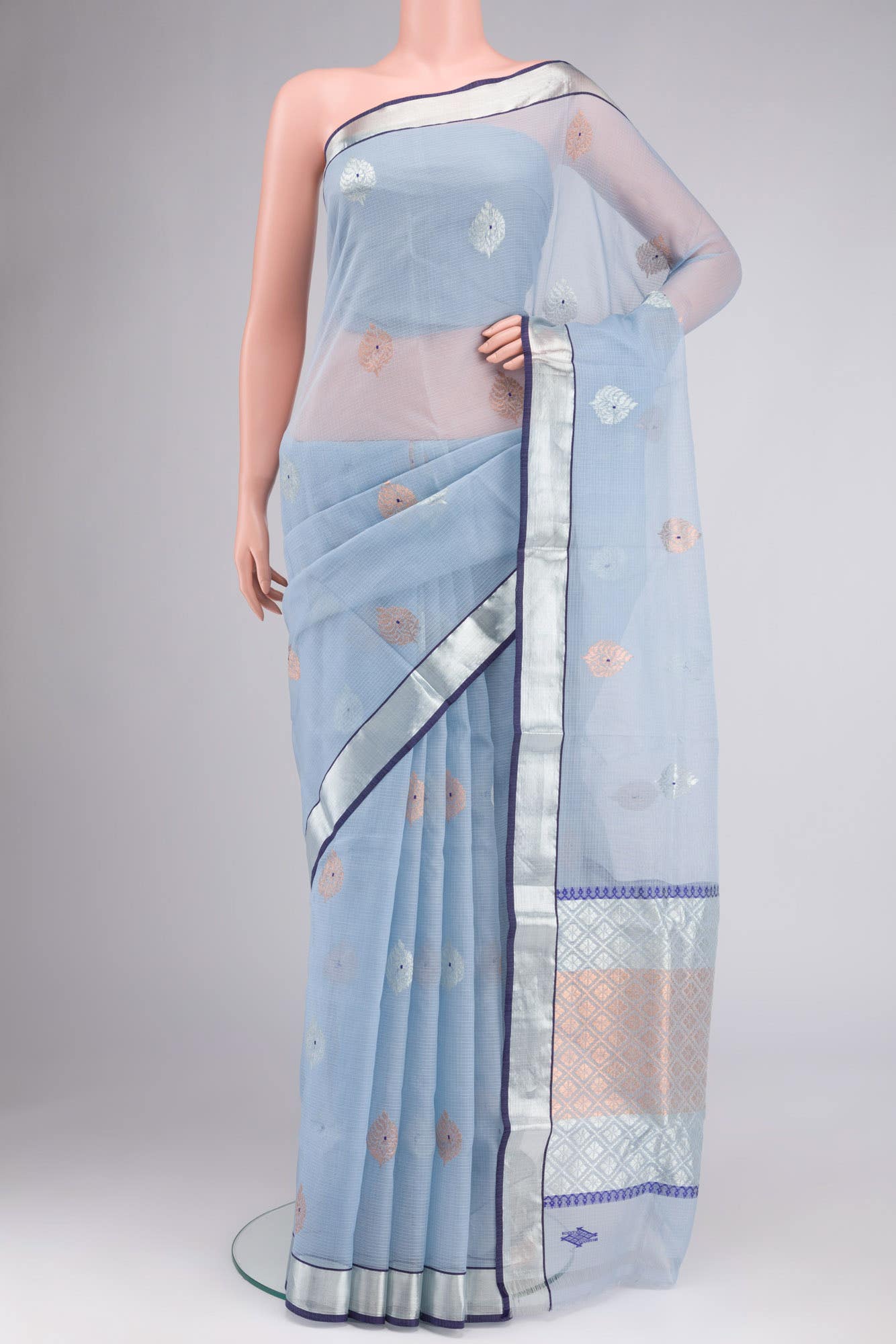Navy Blue Chanderi Silk Cotton Saree