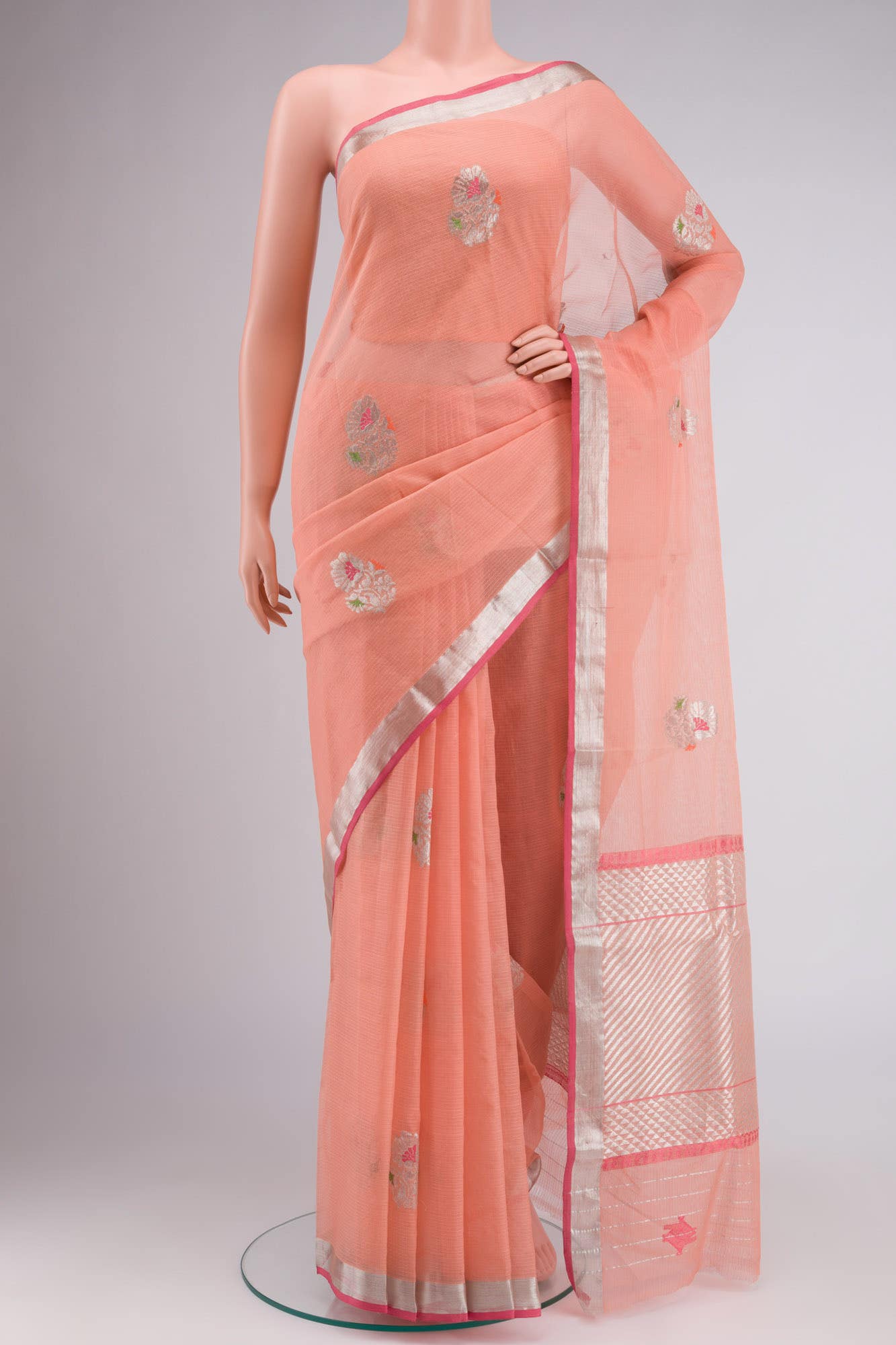 Pink Chanderi Silk Cotton Saree