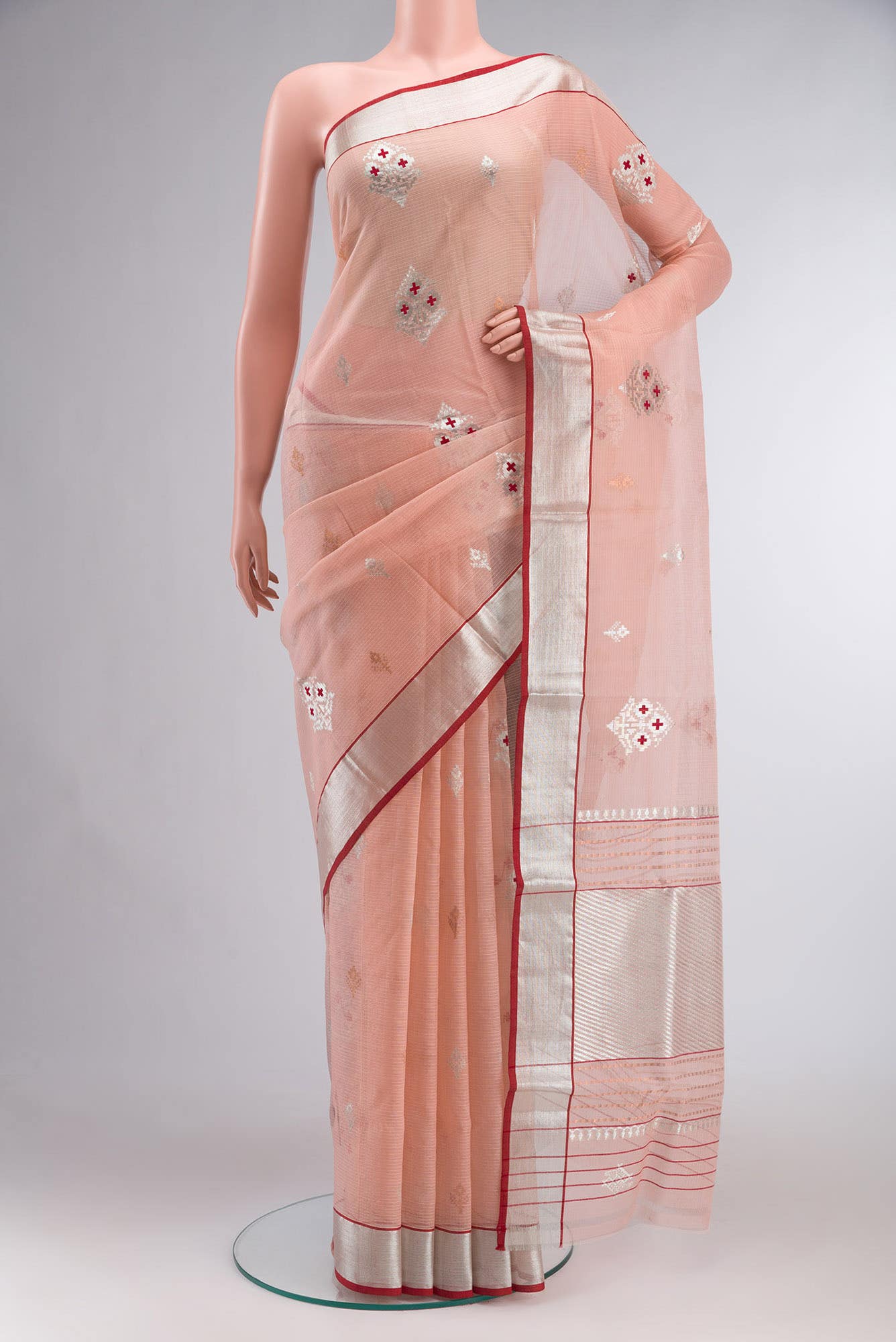 Pink Kora Silk Saree