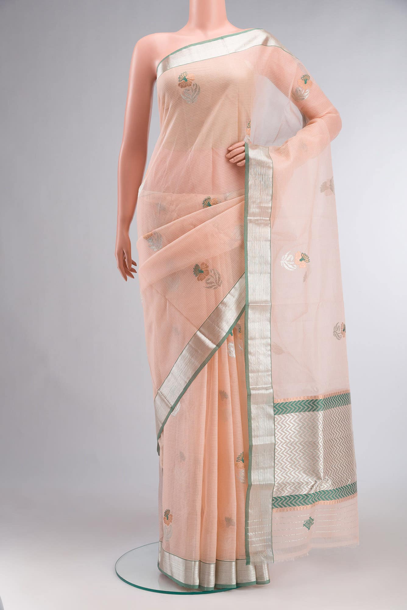 Peach Kota Silk Saree