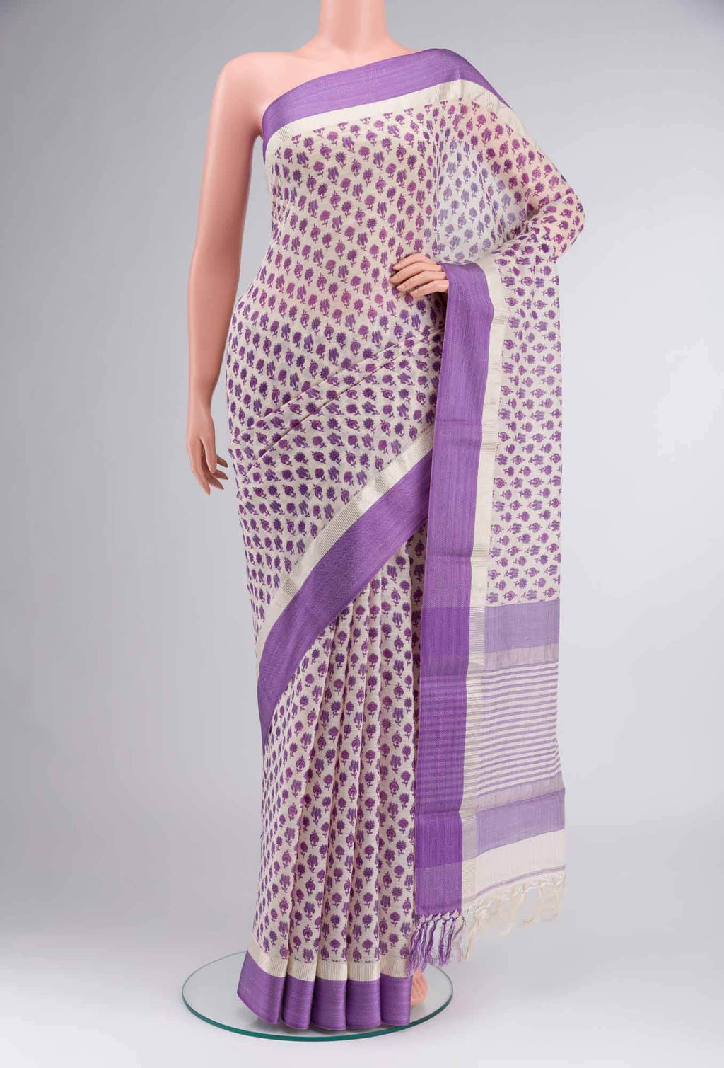 Cream Silk Cotton Saree