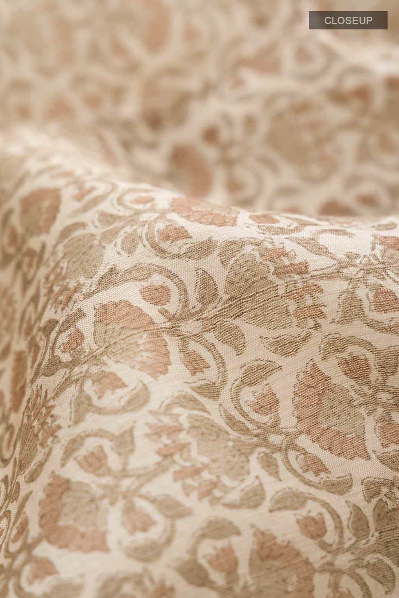 Beige Tussar Silk Saree