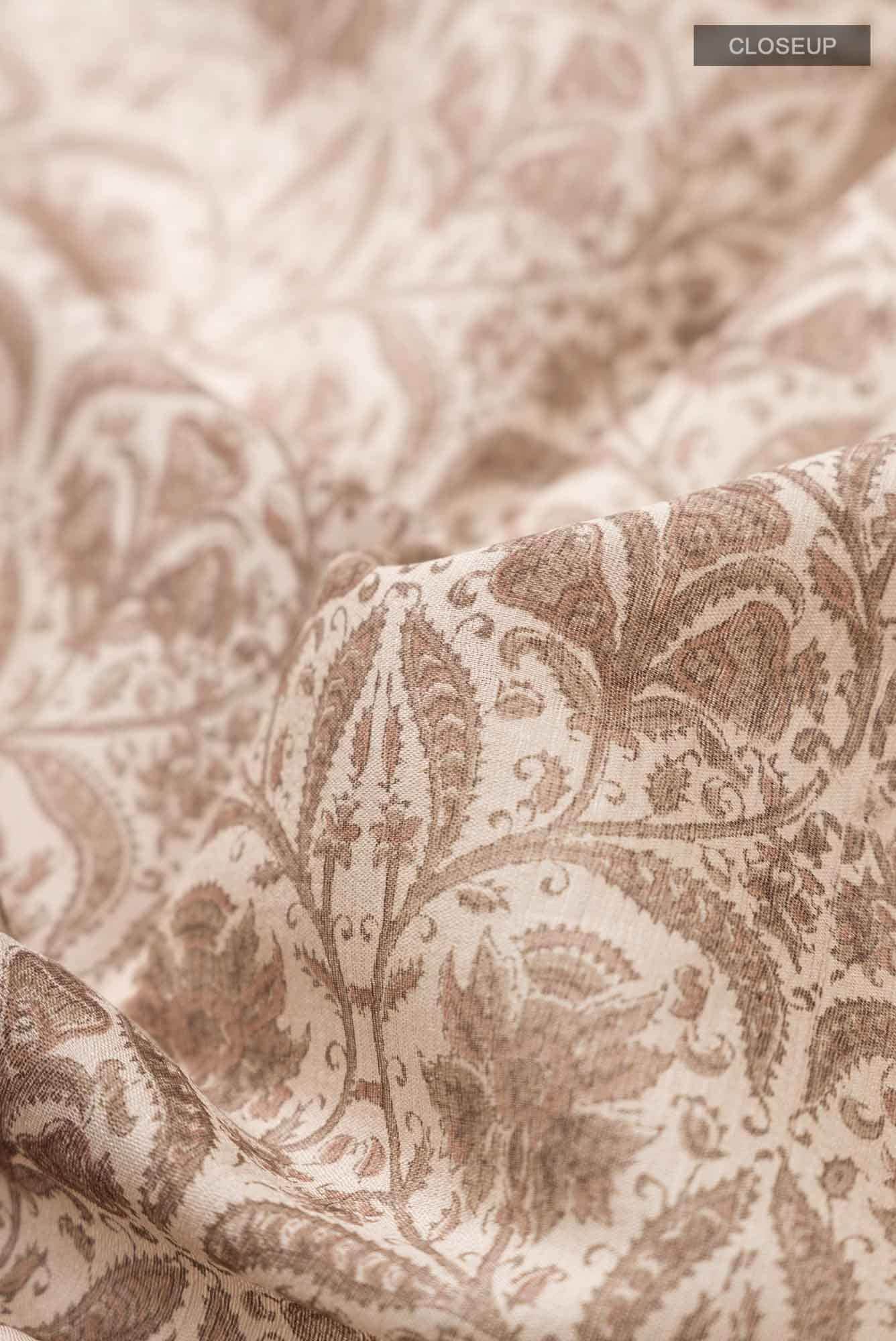 Beige Bhagalpuri Tussar Silk Saree
