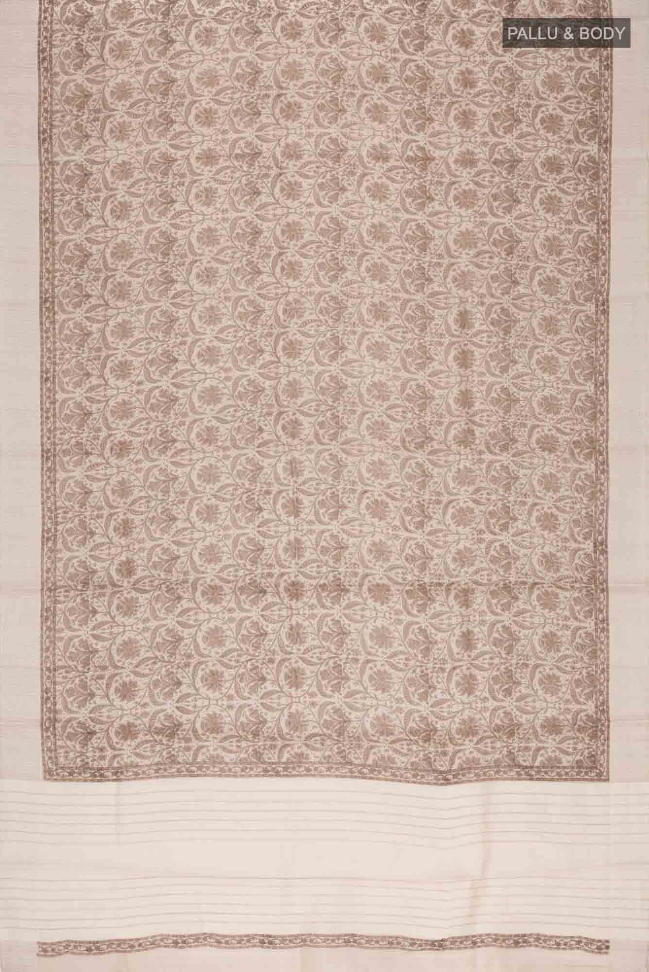 Beige Bhagalpuri Tussar Silk Saree