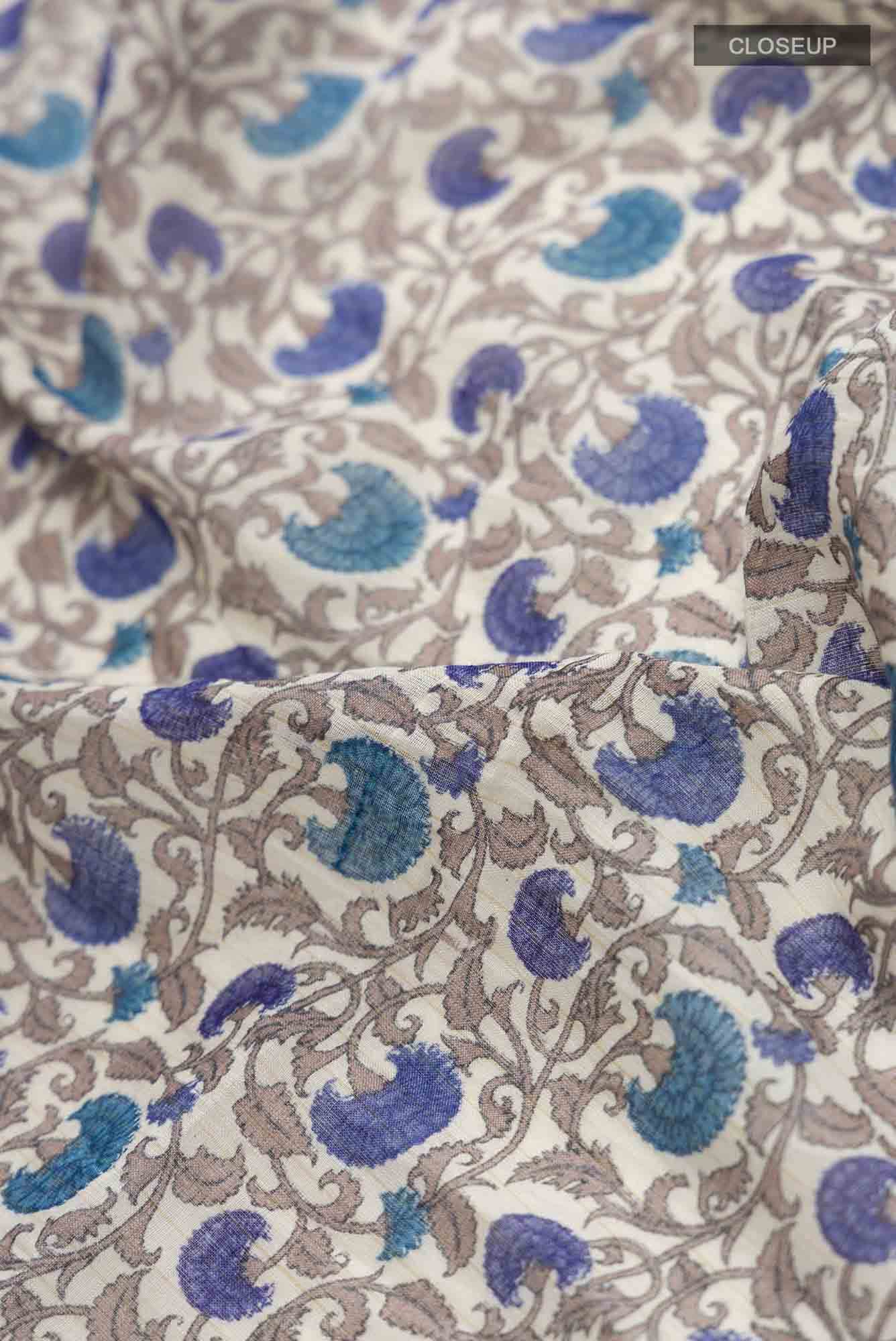 Cream Tussar Silk Saree