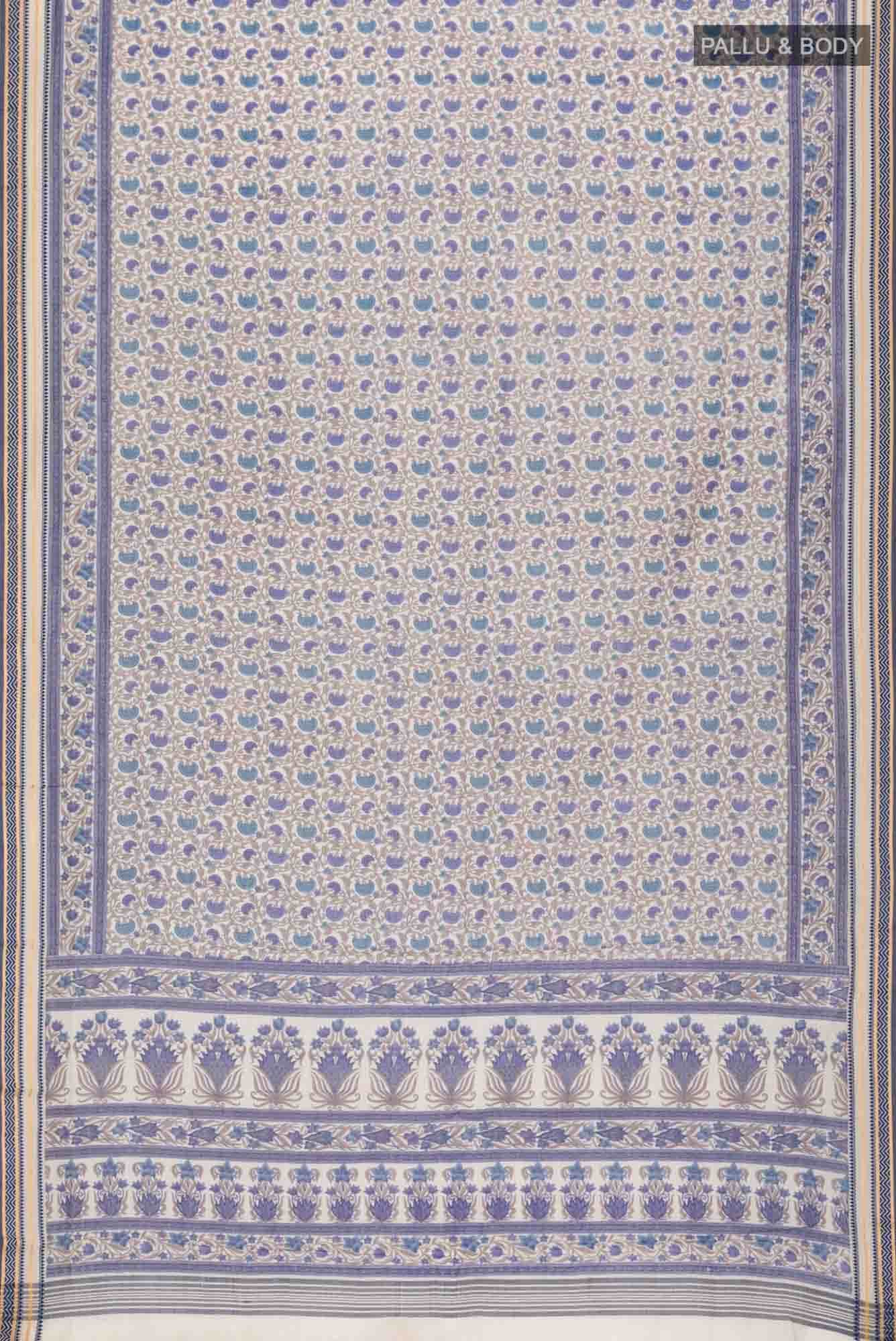 Cream Tussar Silk Saree