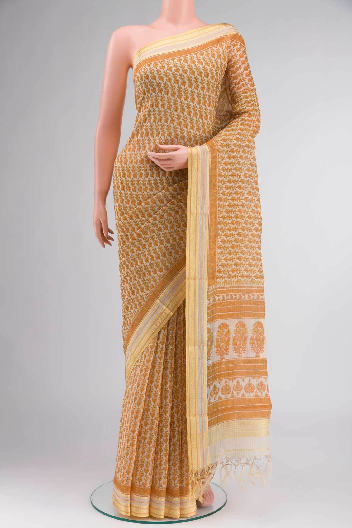 Yellow Silk Cotton Saree