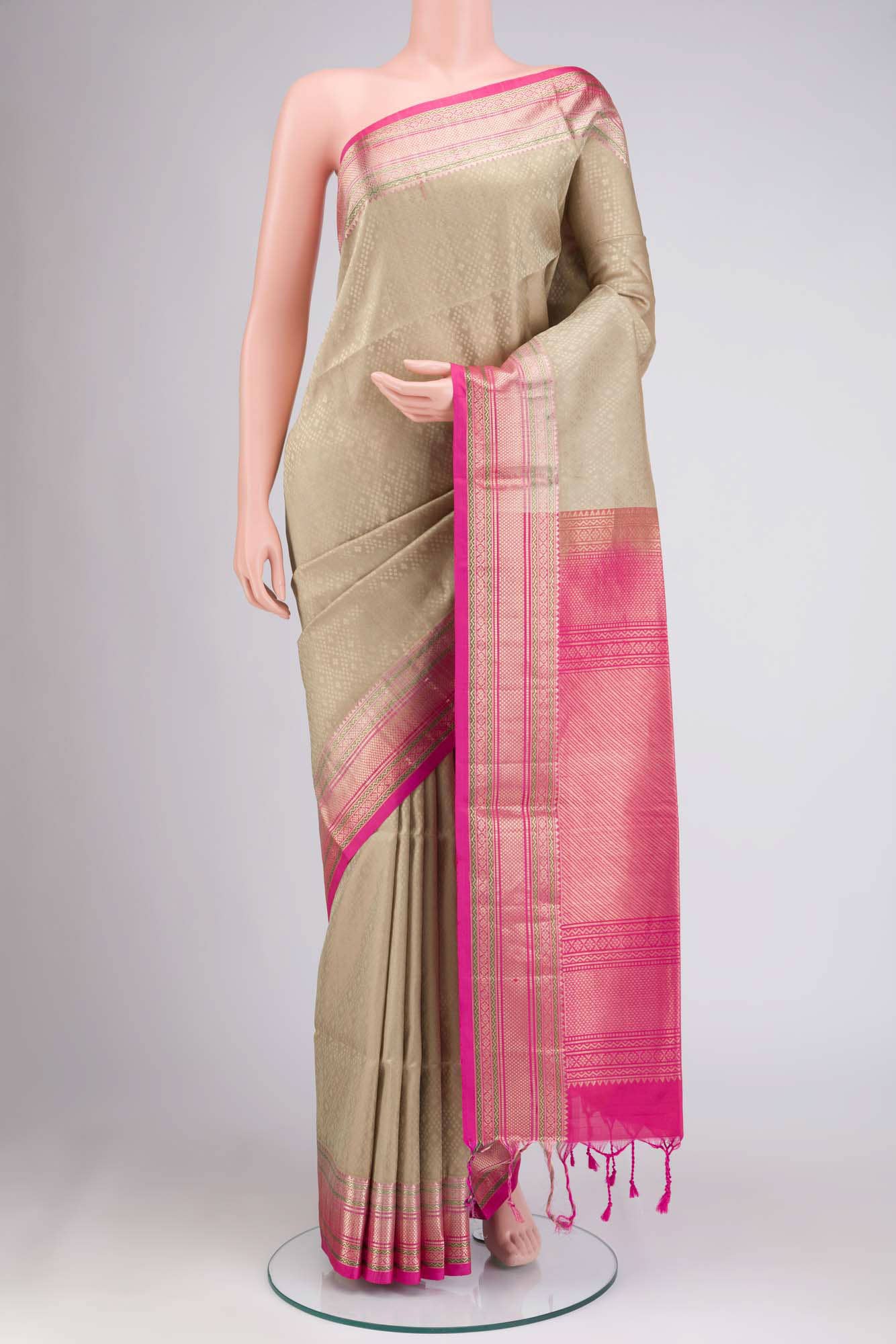 Beige Soft Silk Saree