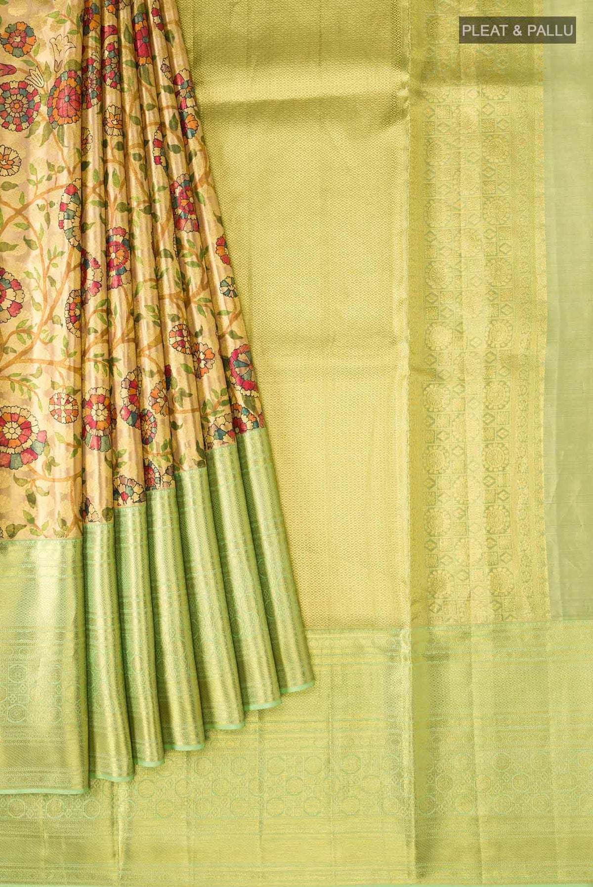 Beige Kanjivaram Silk Saree