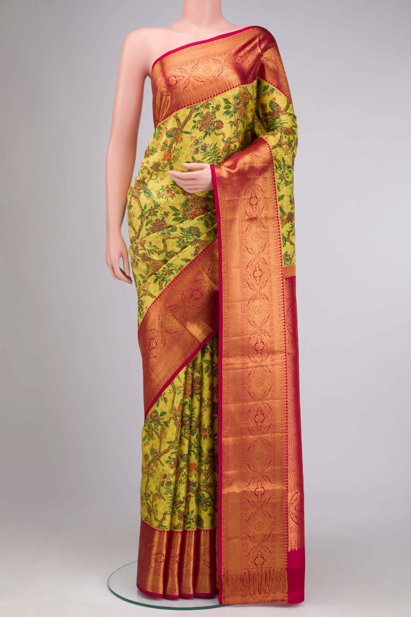 Yellow Kanchipuram Silk Saree