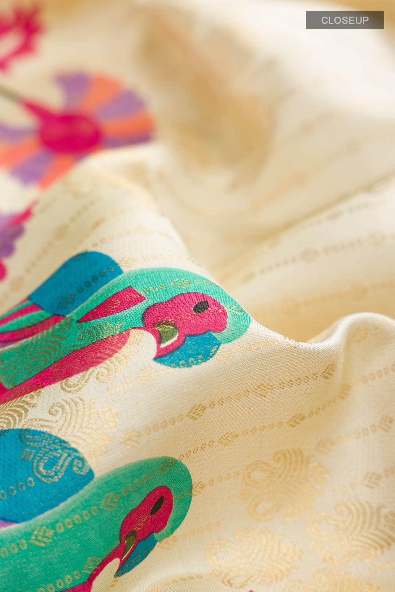Beige Kanchipuram Silk Saree