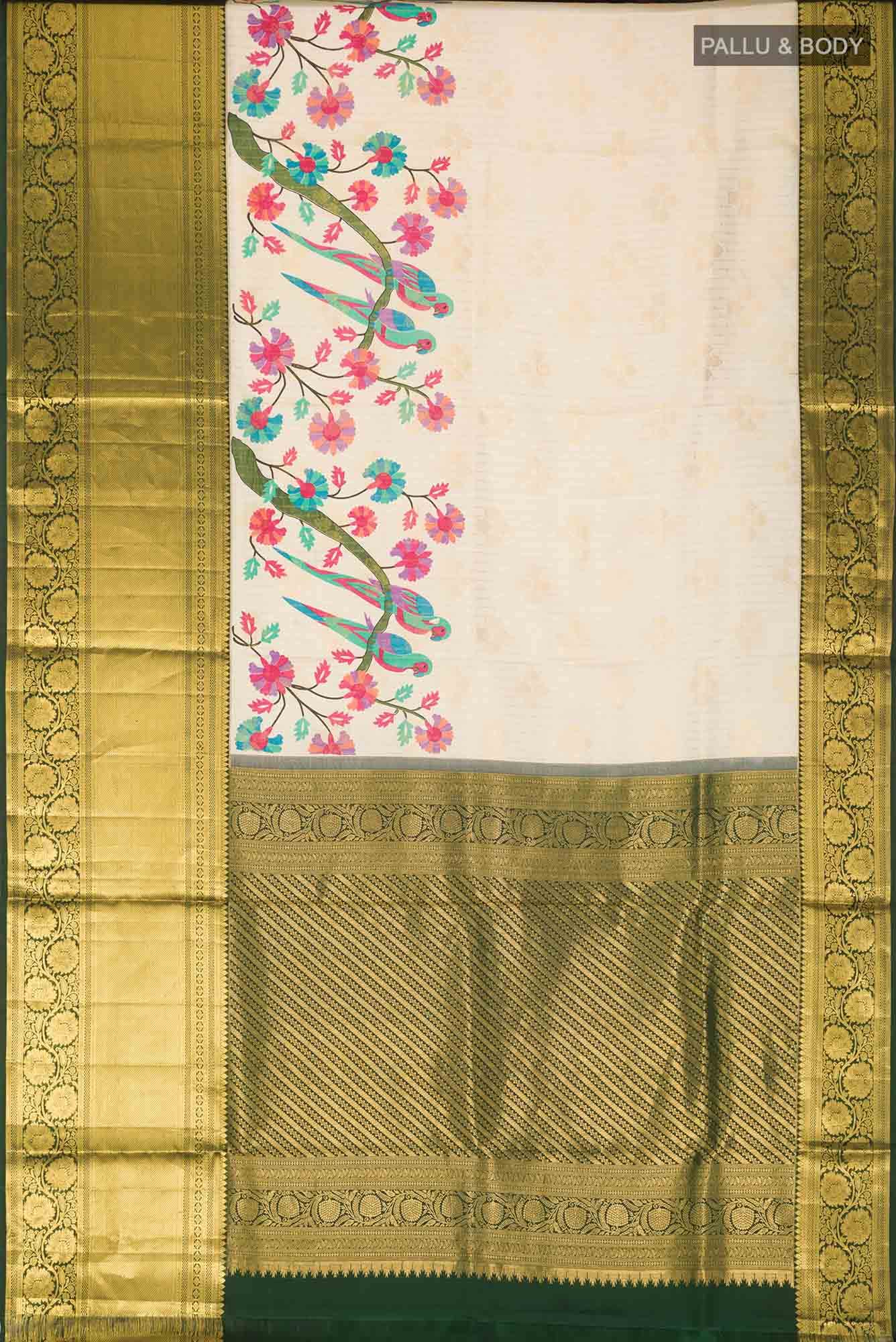 Beige Kanchipuram Silk Saree