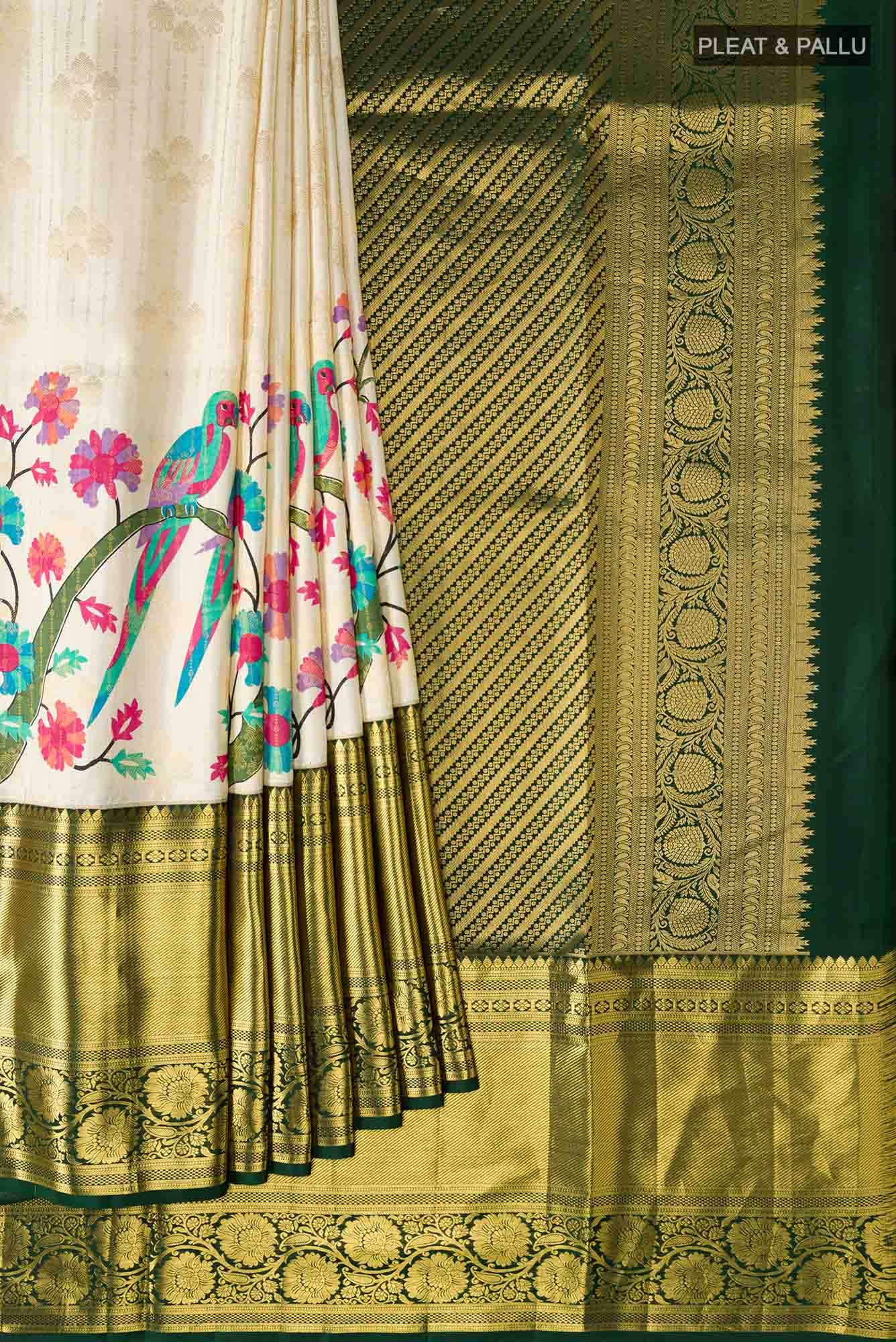 Beige Kanchipuram Silk Saree