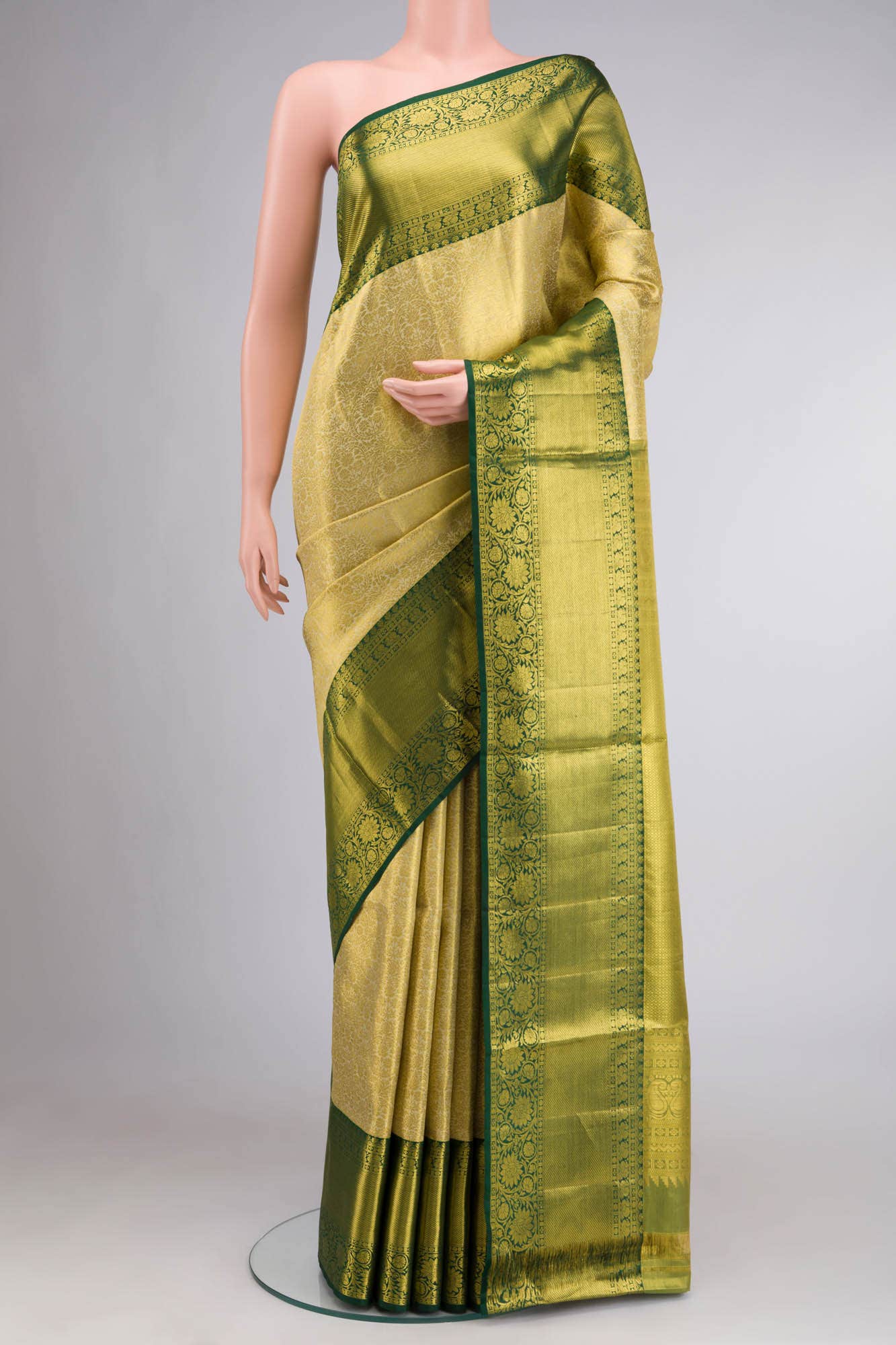 Beige Kanchipuram Silk Saree