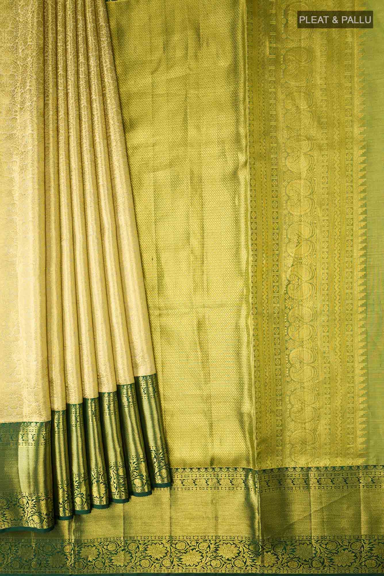 Beige Kanchipuram Silk Saree