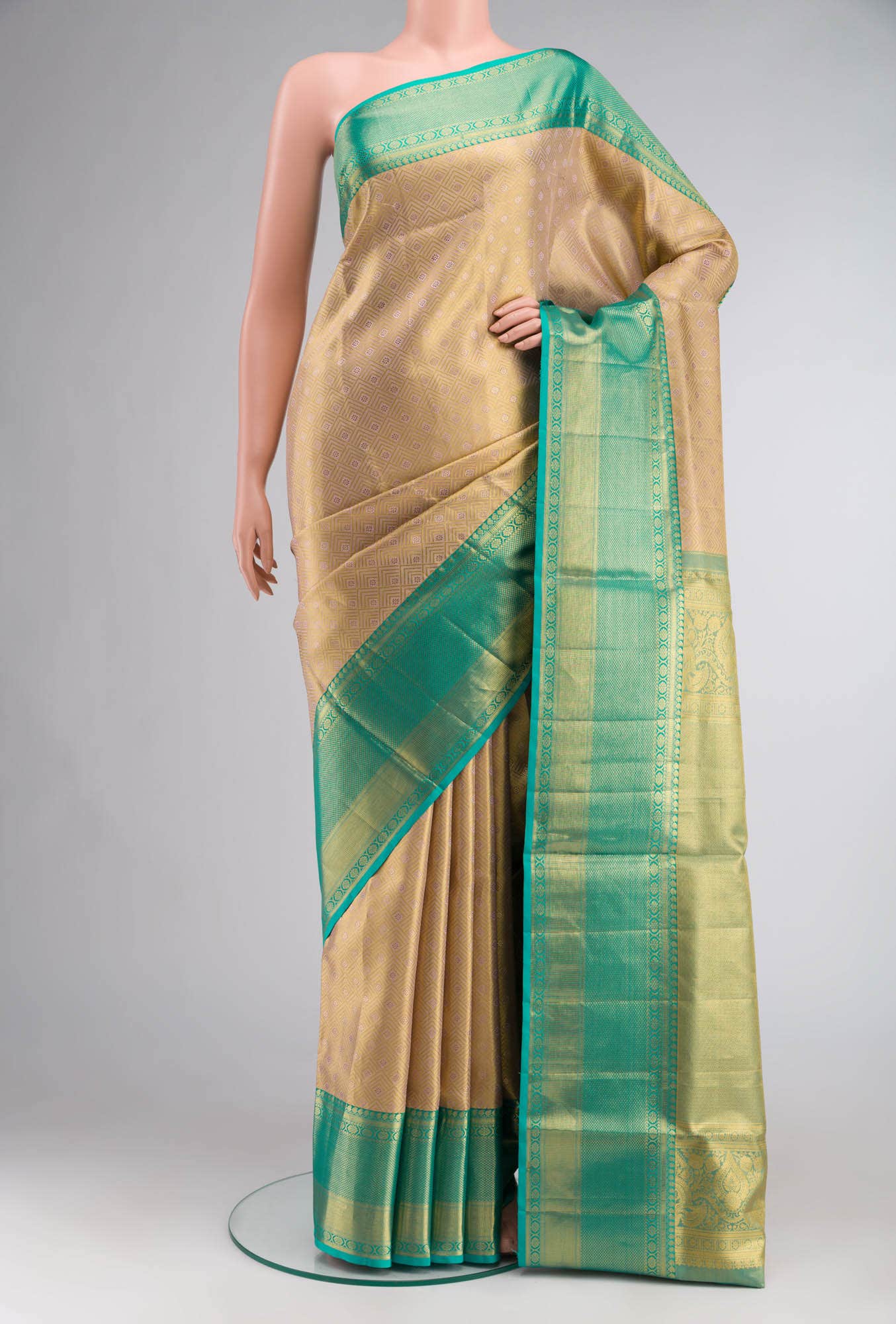 Rose Gold Kanchipuram Tissue Silk Saree