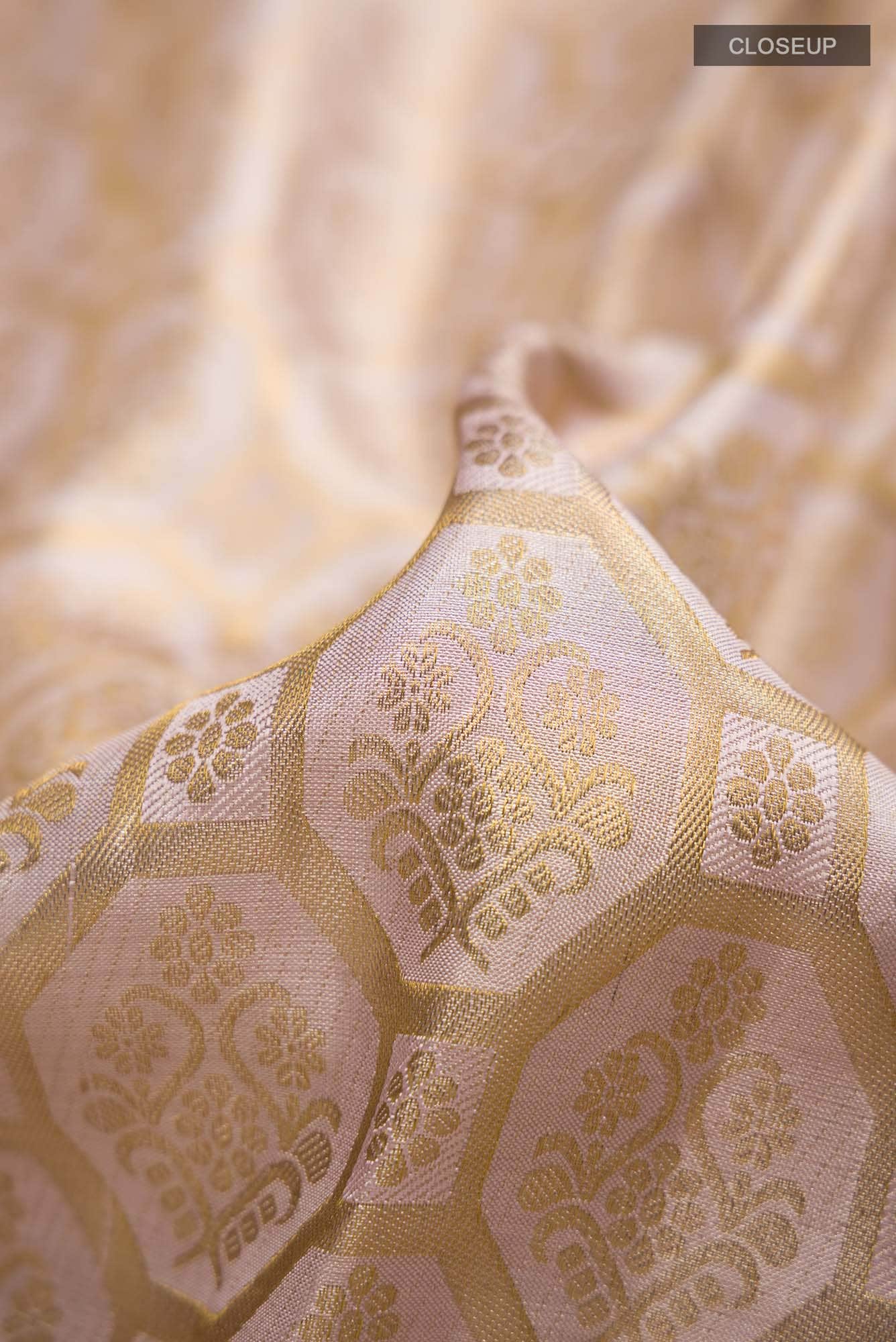 Beige Kanchipuram Silk Saree