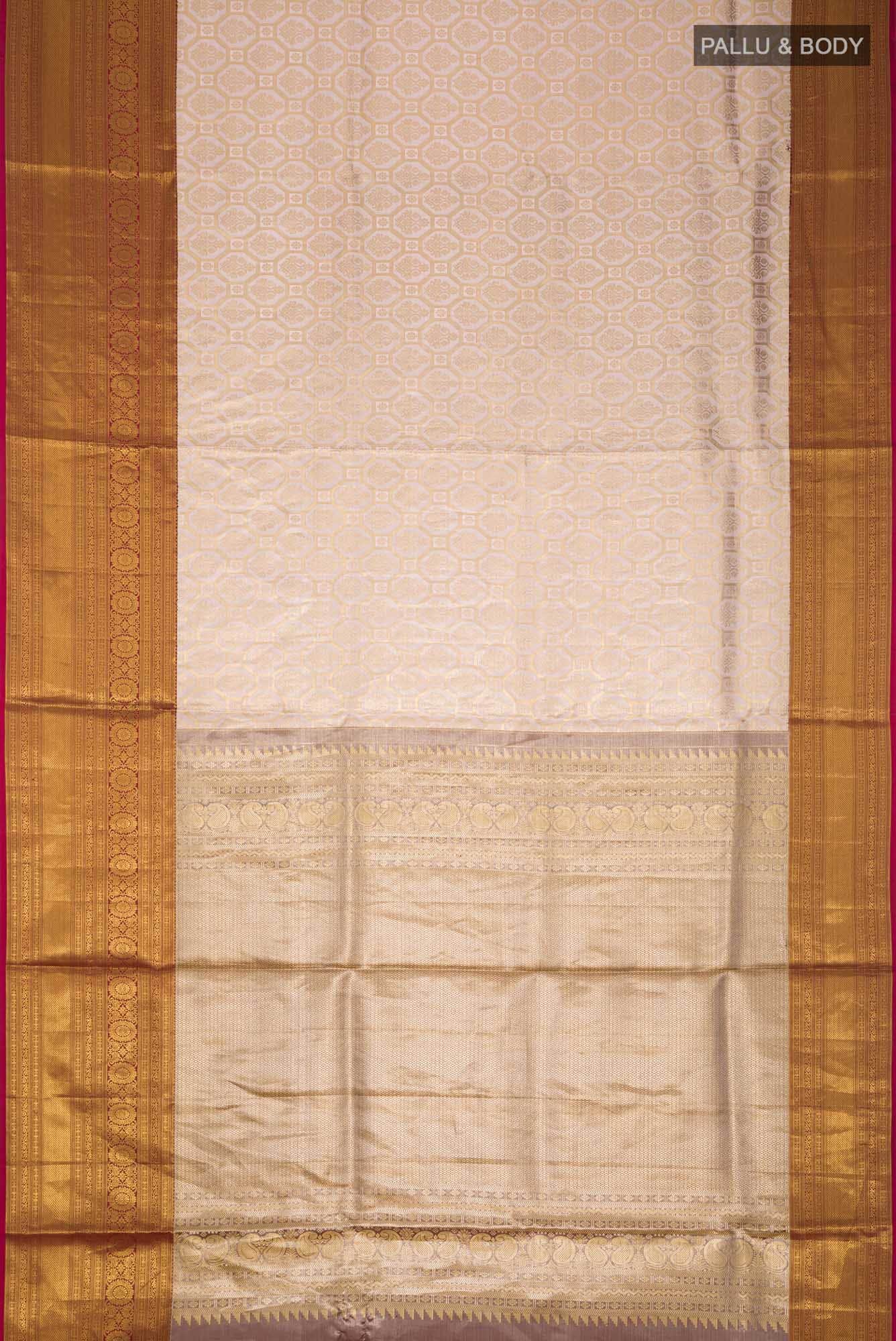 Beige Kanchipuram Silk Saree