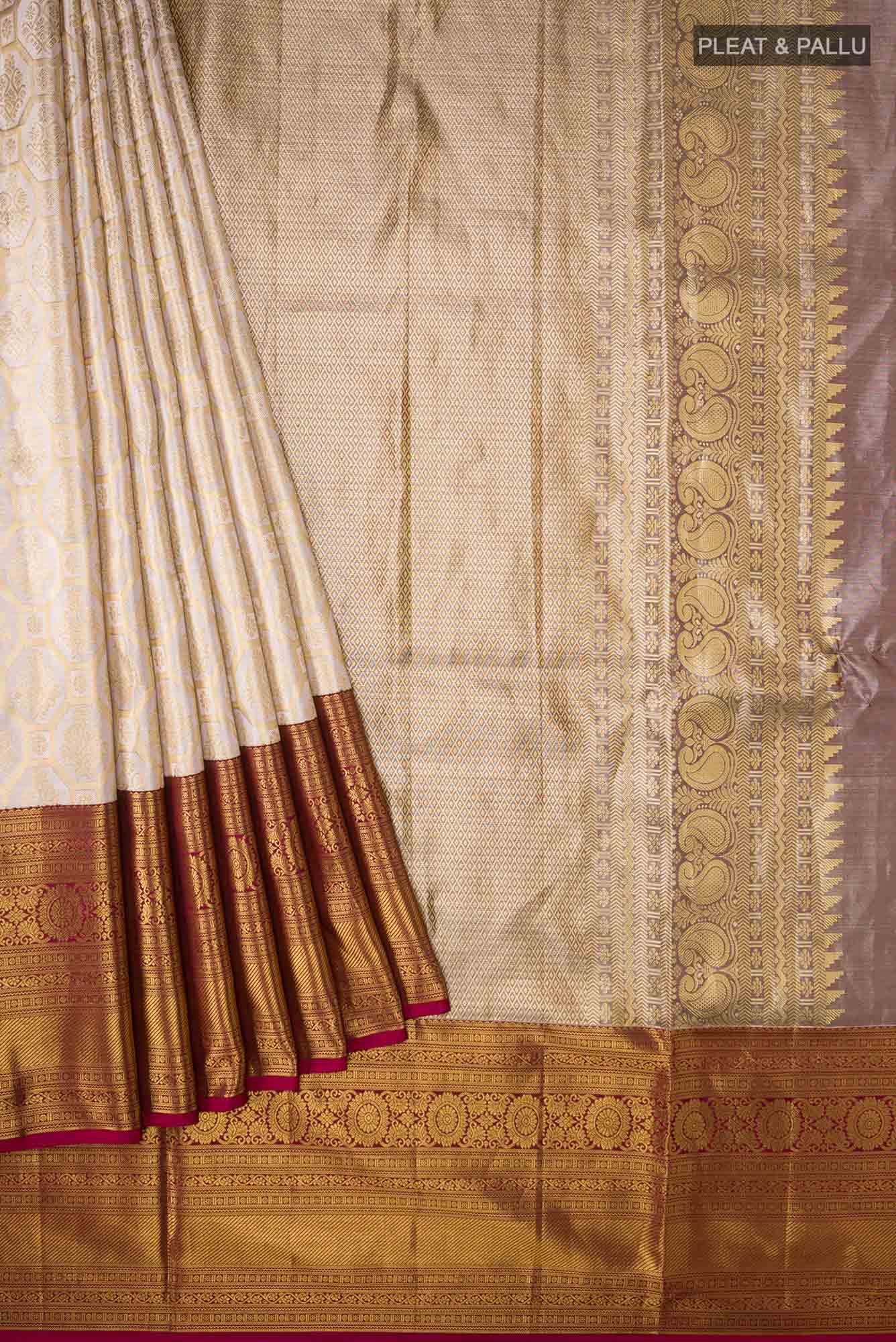 Beige Kanchipuram Silk Saree
