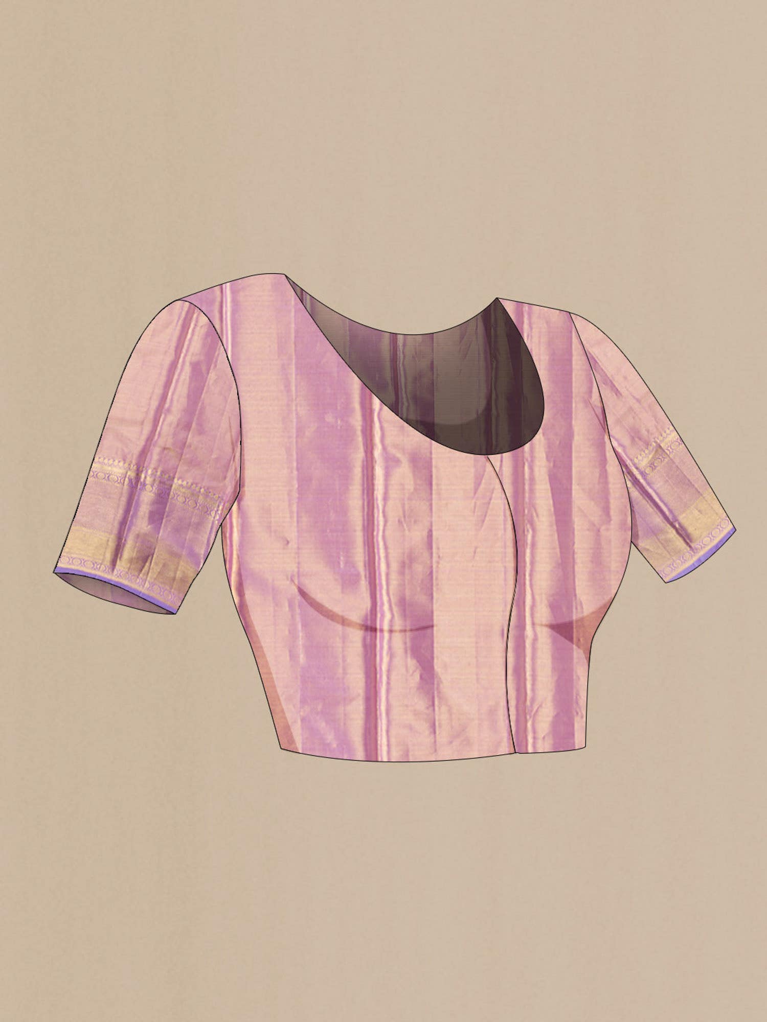 Pink with Gold Dual Tone Kanchipuram Tissue Silk Saree