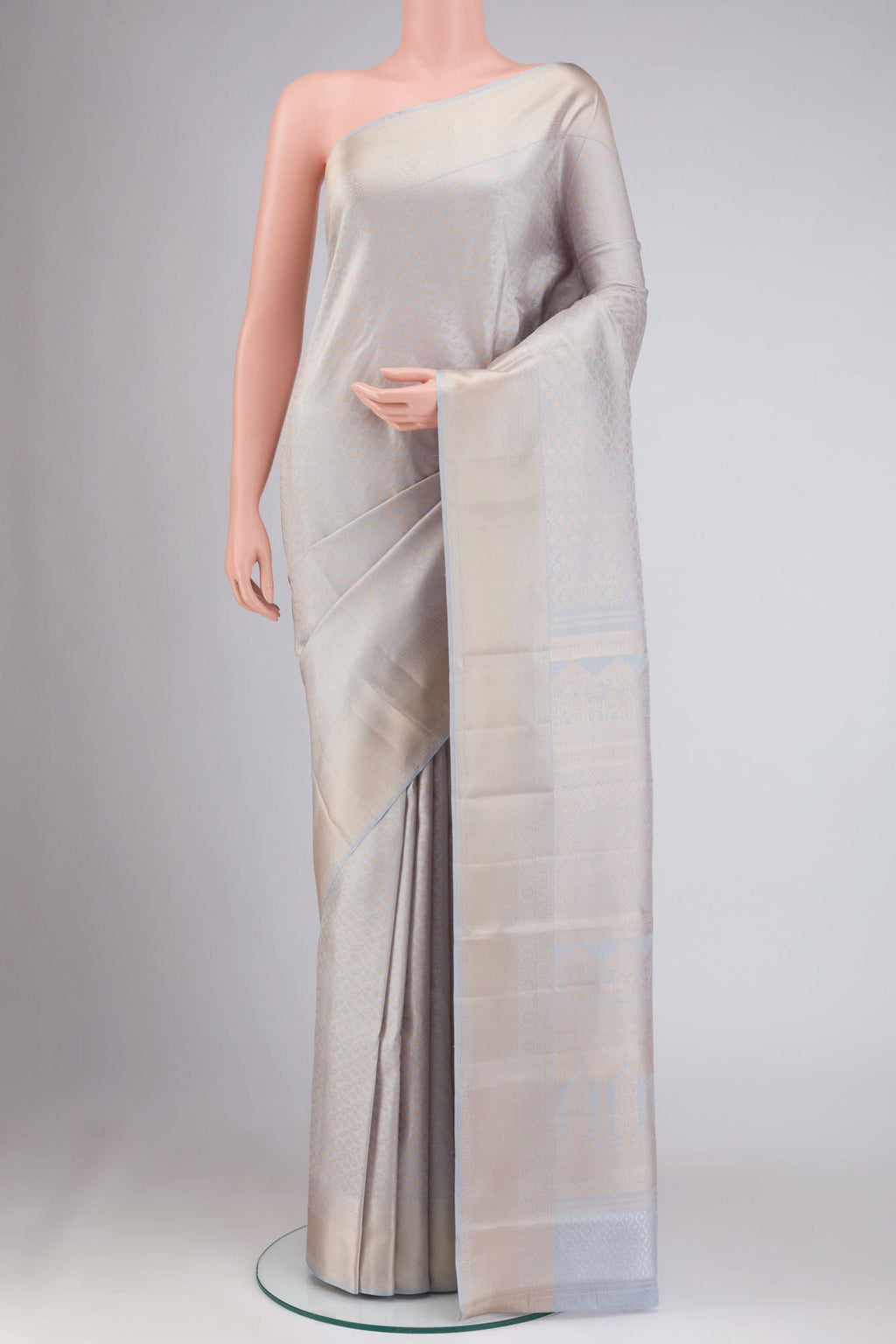 Blue Grey Kanchipuram Silk Saree