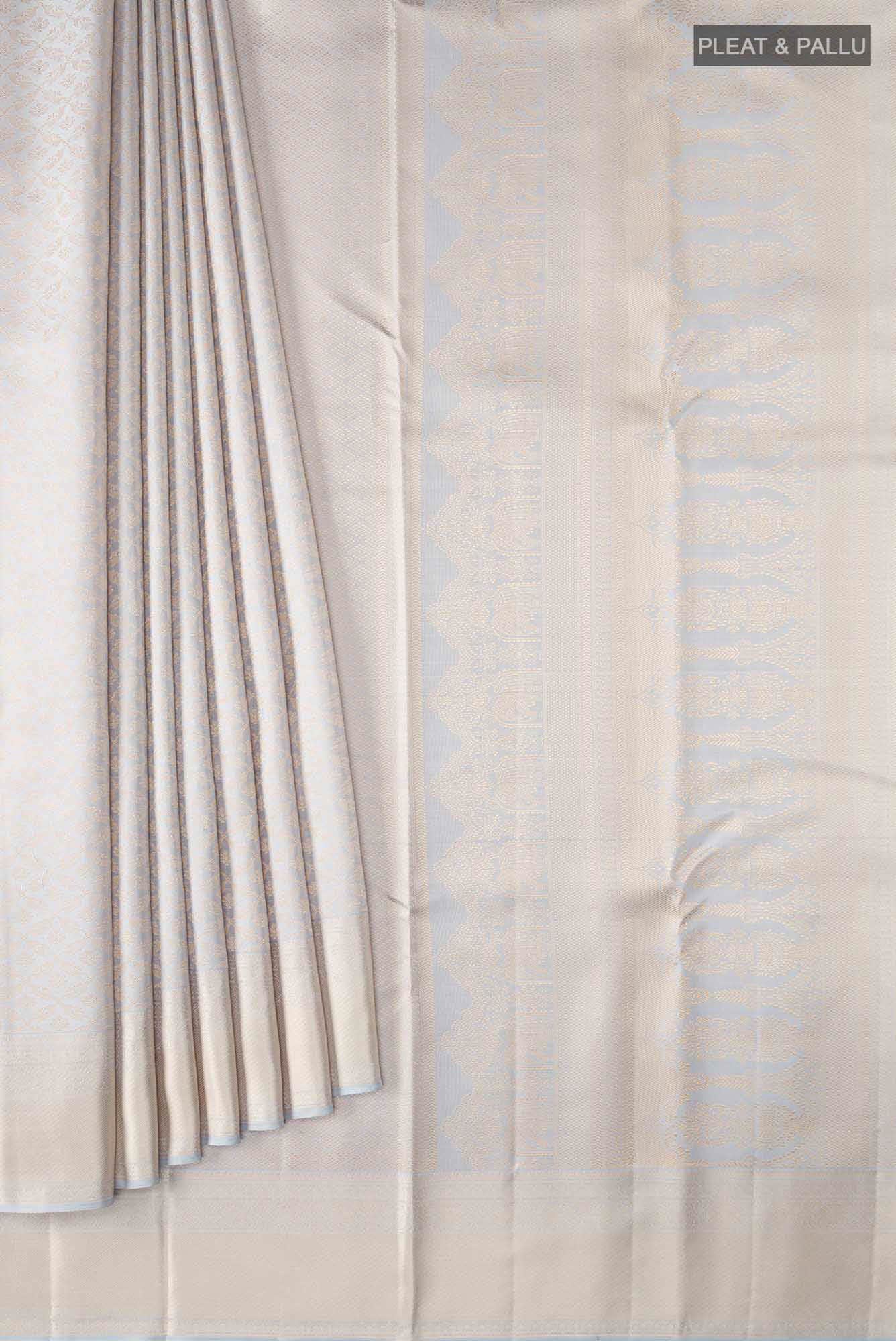 Blue Grey Kanchipuram Silk Saree