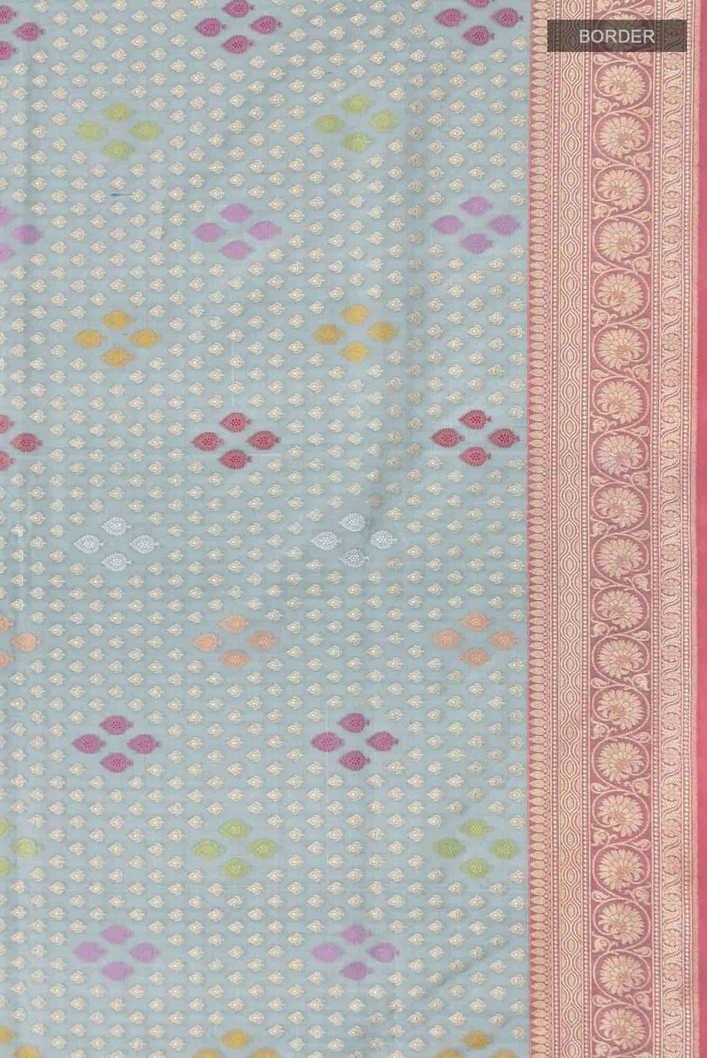 Blue Grey Banarasi Silk Saree