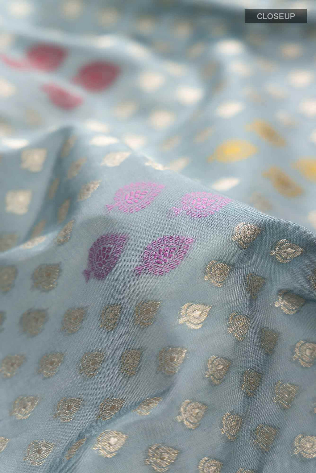 Blue Grey Banarasi Silk Saree