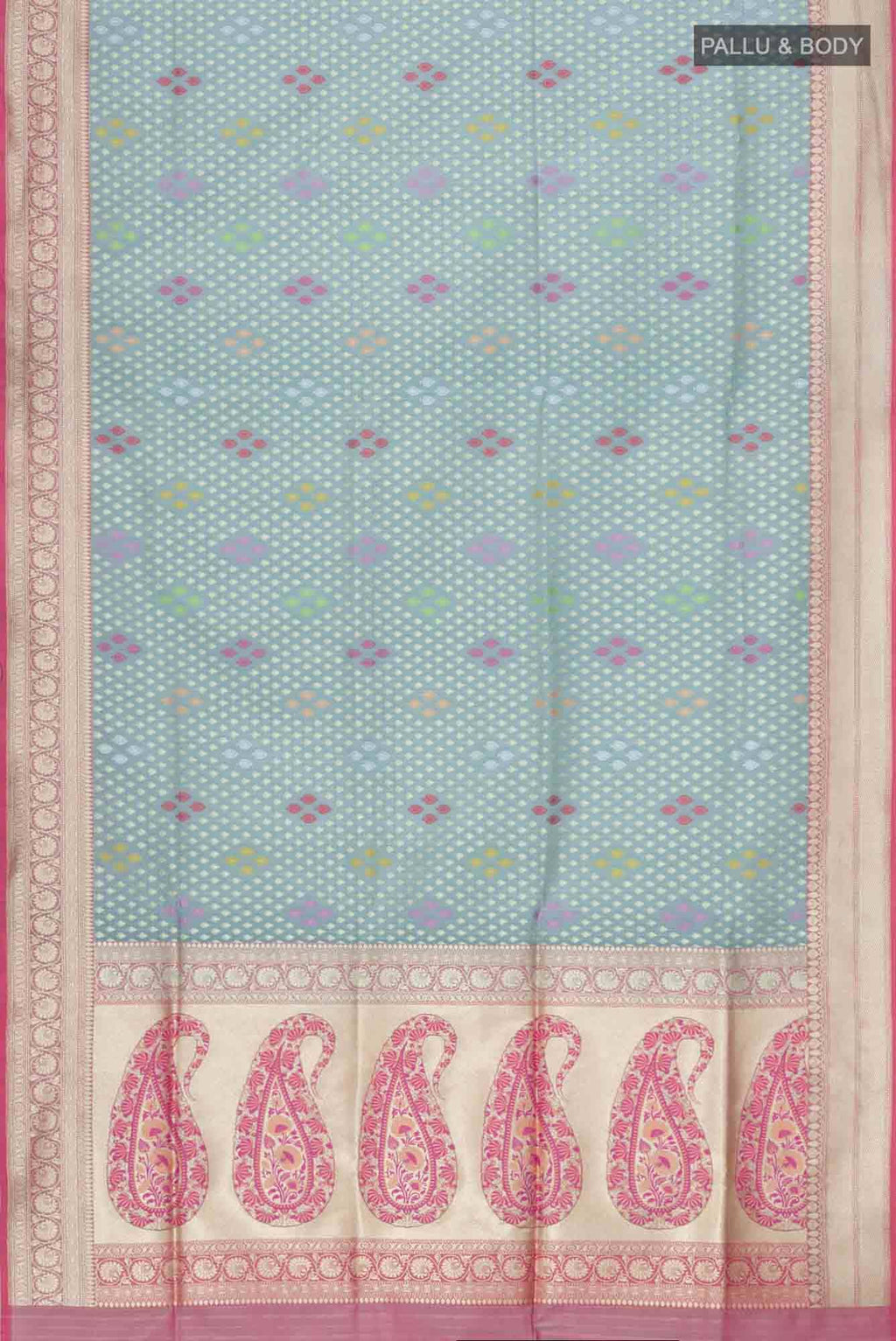 Blue Grey Banarasi Silk Saree