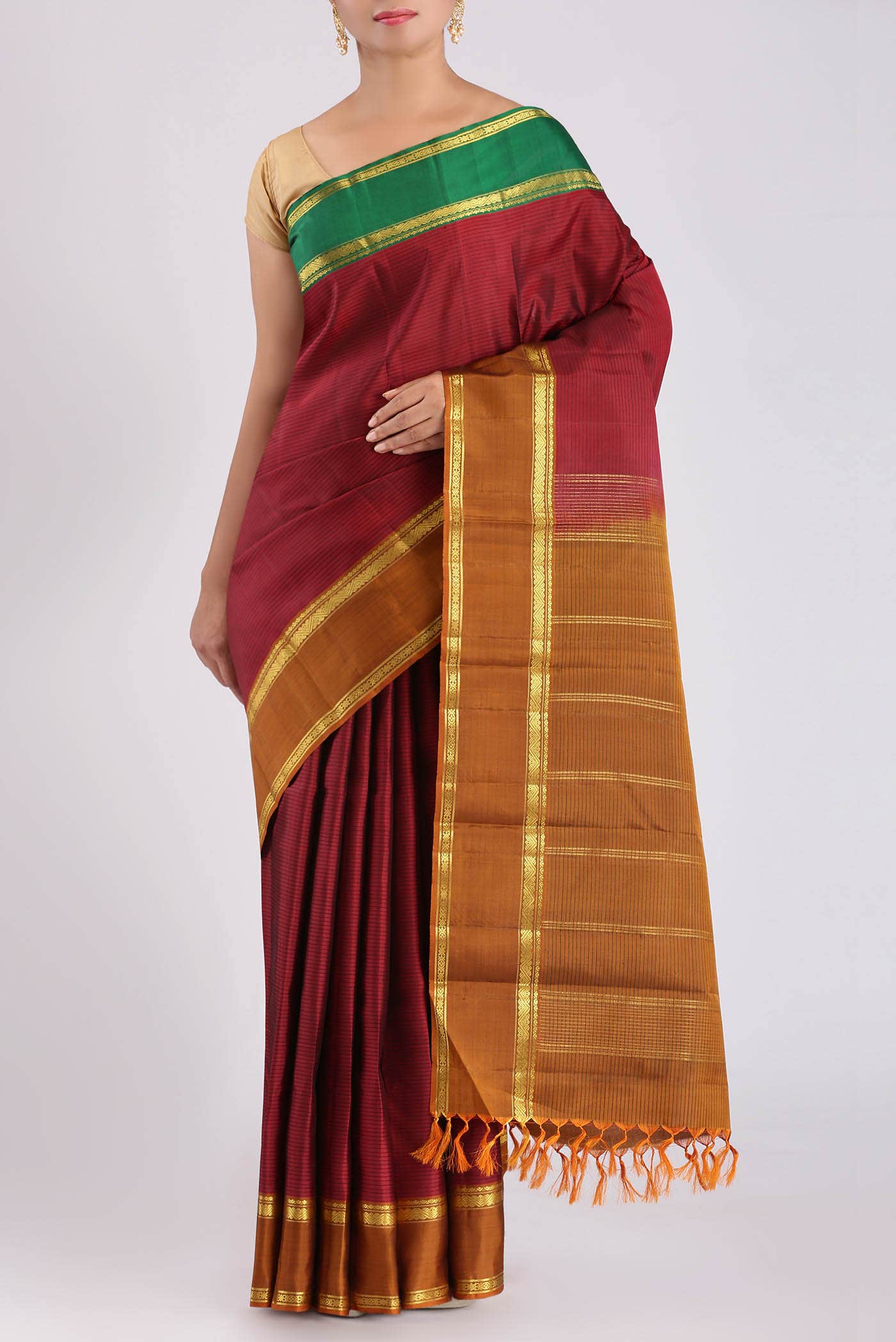 Maroon Kanchipuram Silk Saree