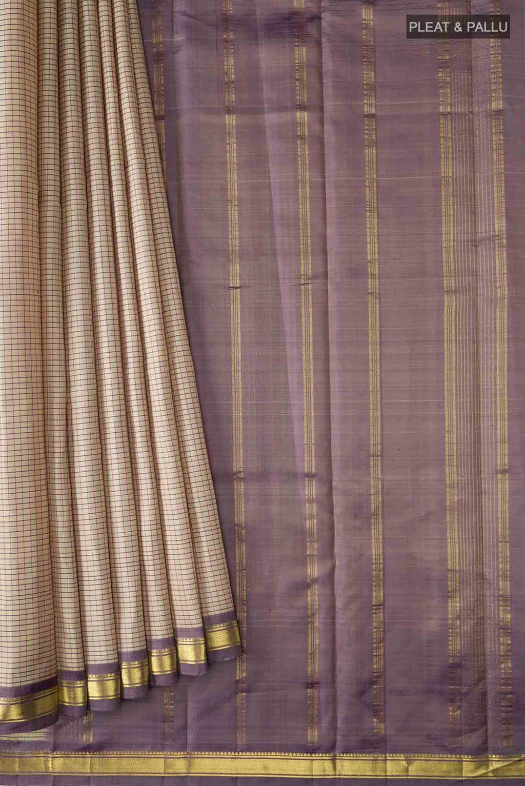 Beige Kanchipuram Silk Saree