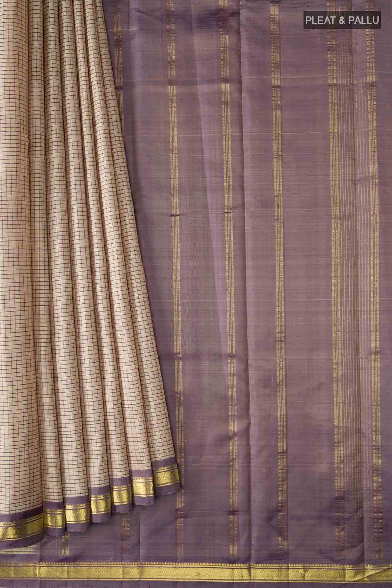 Beige Kanchipuram Silk Saree