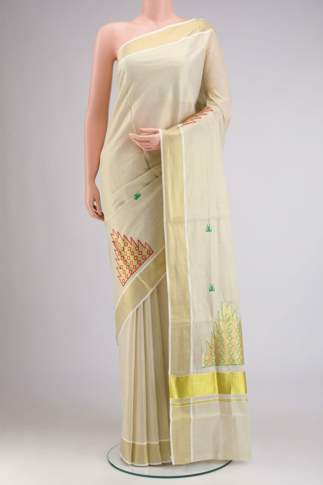 Gold Kerala Cotton Saree