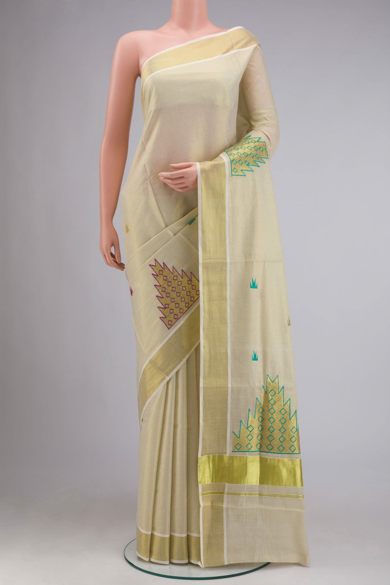 Gold Kerala Cotton Saree