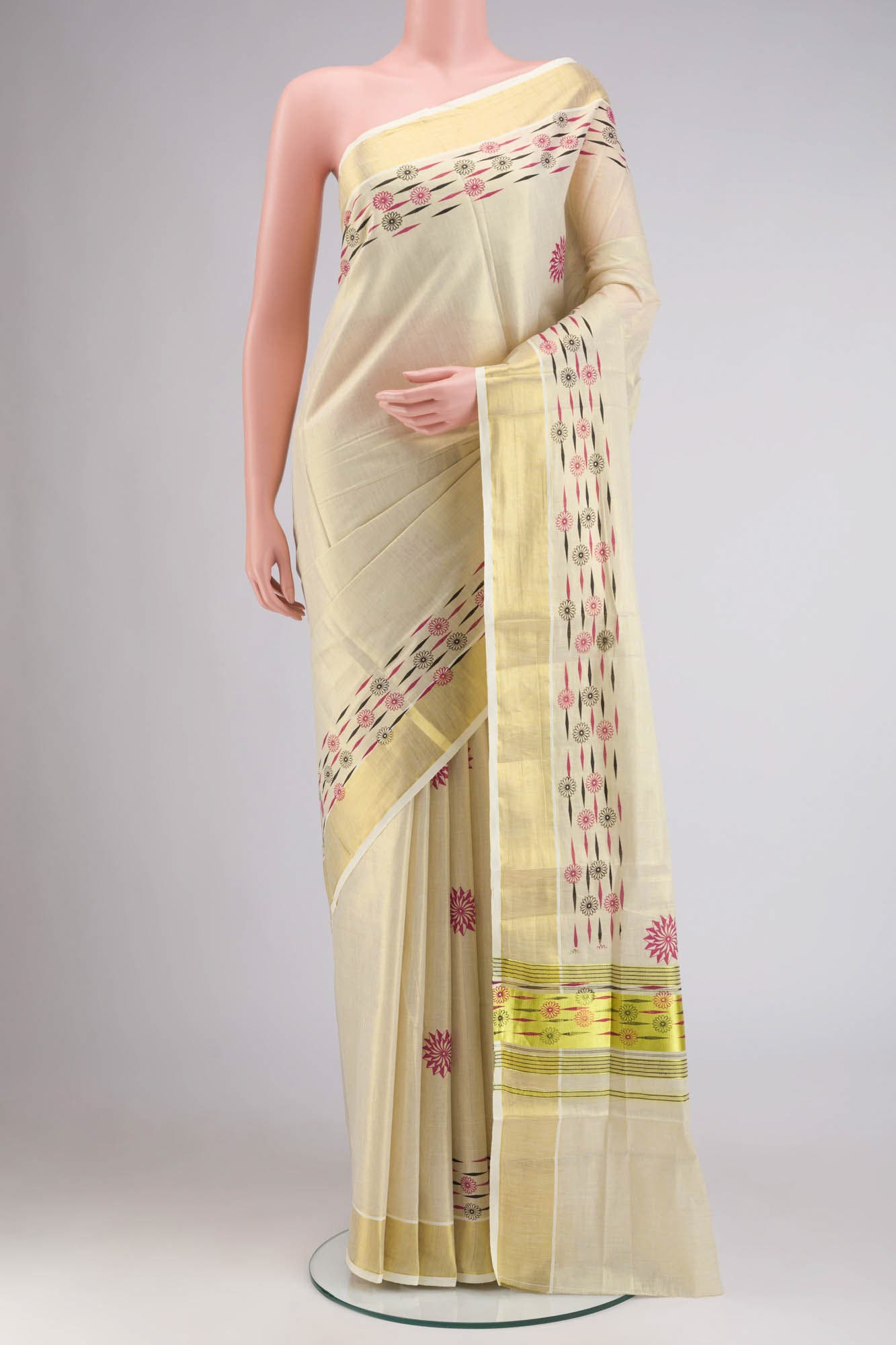 Gold Kerala Cotton Saree