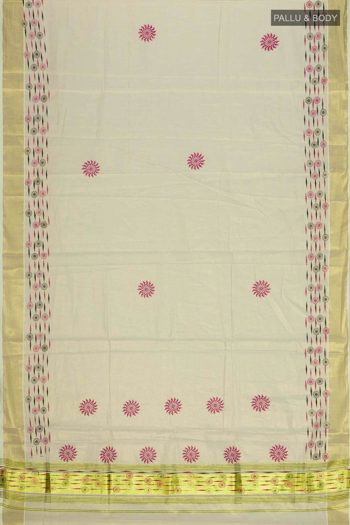 Gold Kerala Cotton Saree