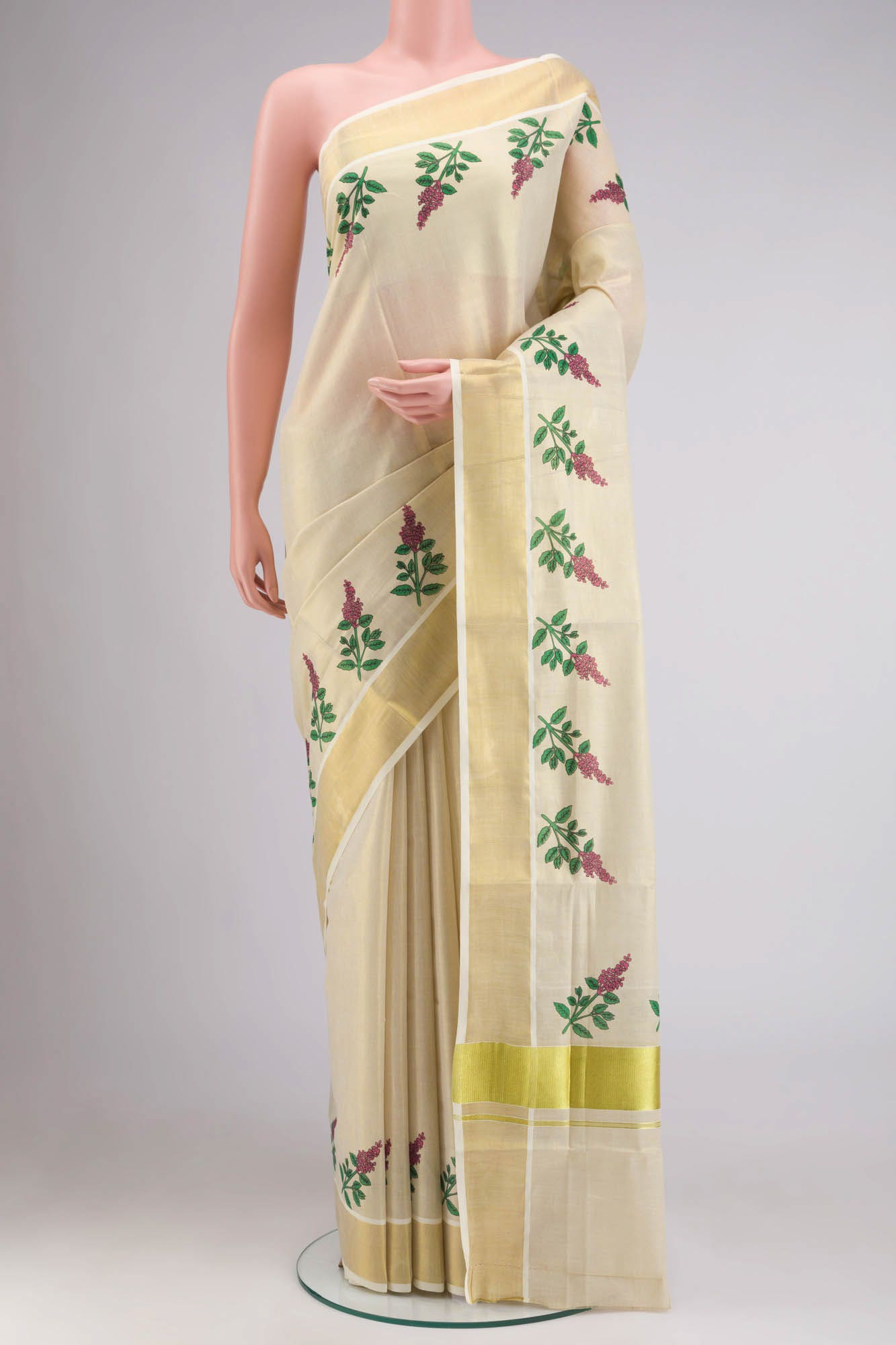 Gold Kerala Cotton Saree