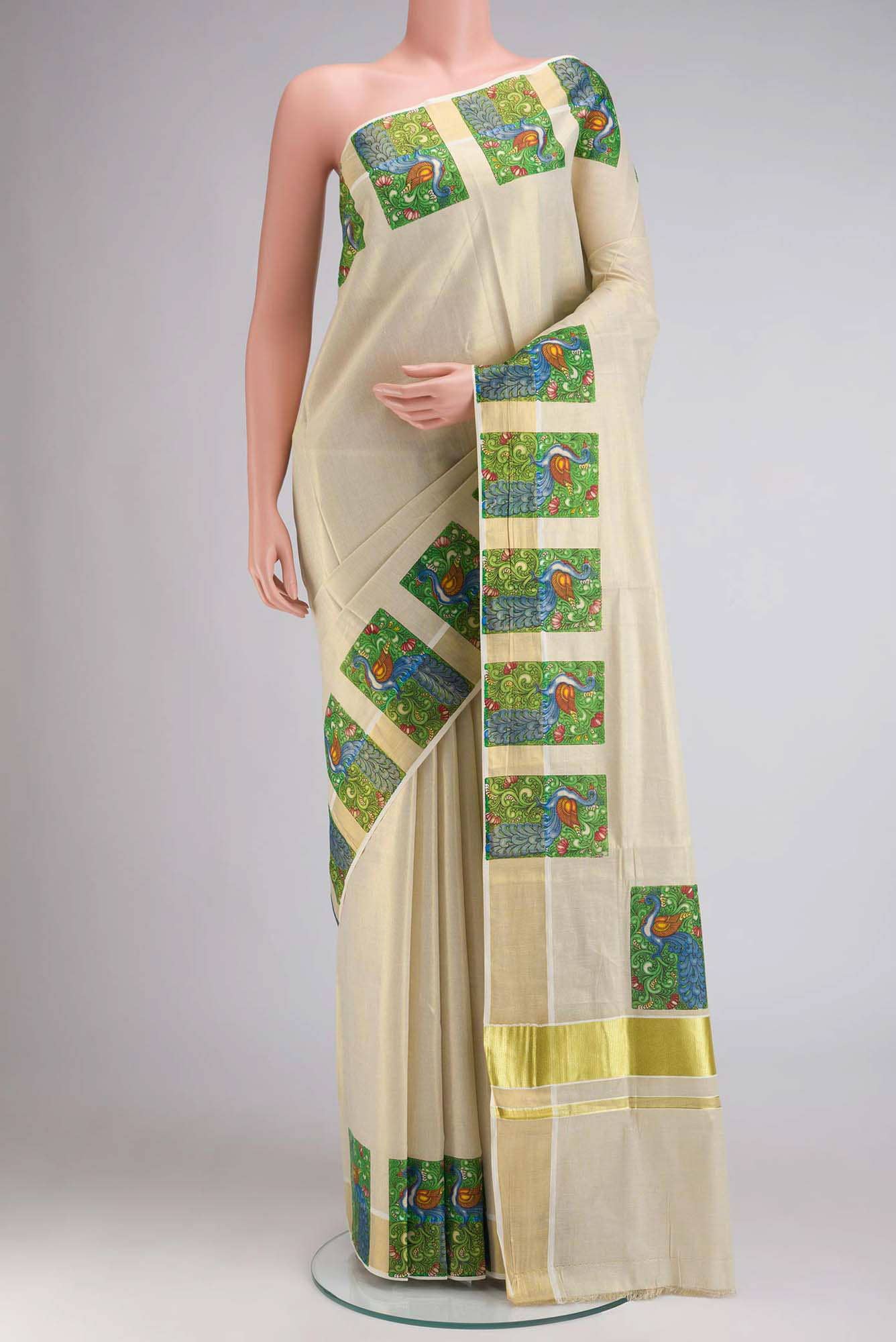 Gold Kerala Cotton Saree